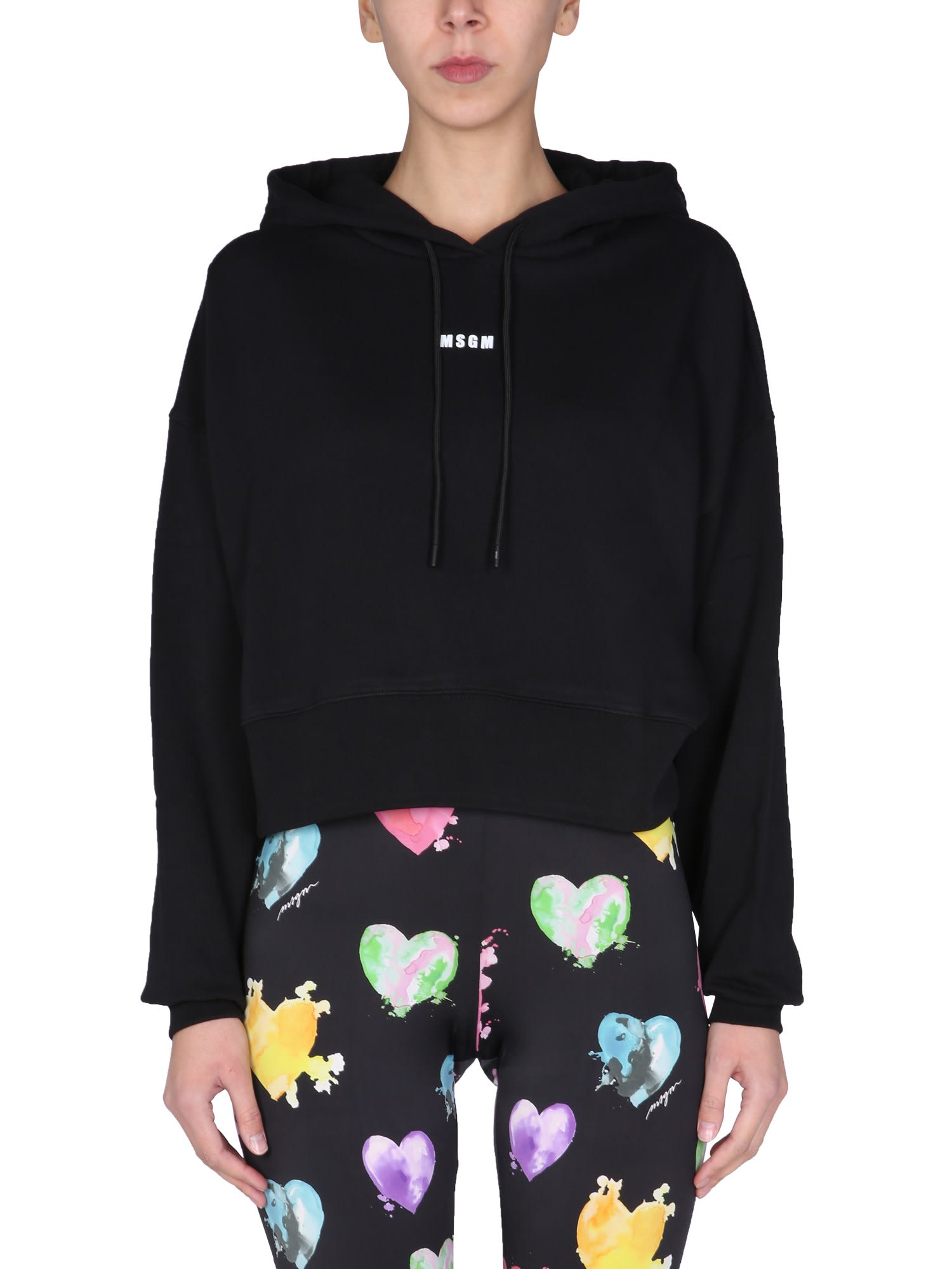 Shop Msgm Cropped Sweatshirt