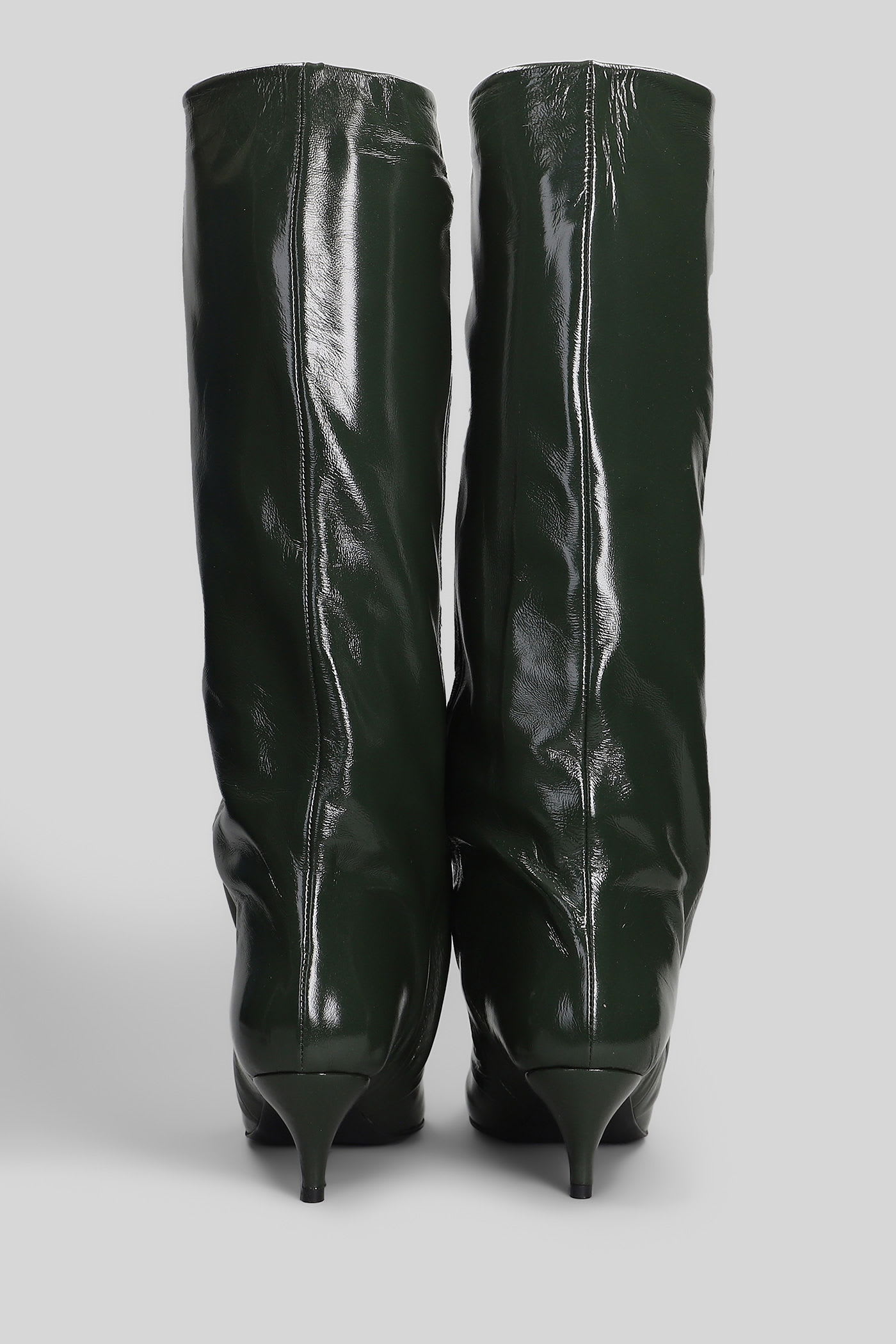 Alchimia High Heels Boots In Green Leather In Green