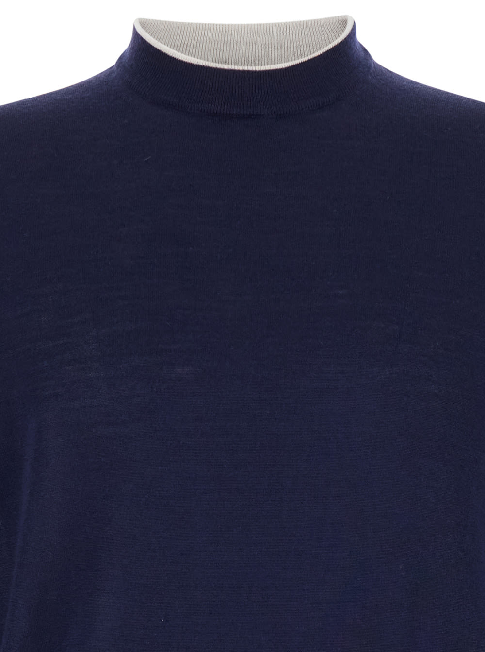 Shop Eleventy Blue Crewneck Sweater In Wool And Silk Man