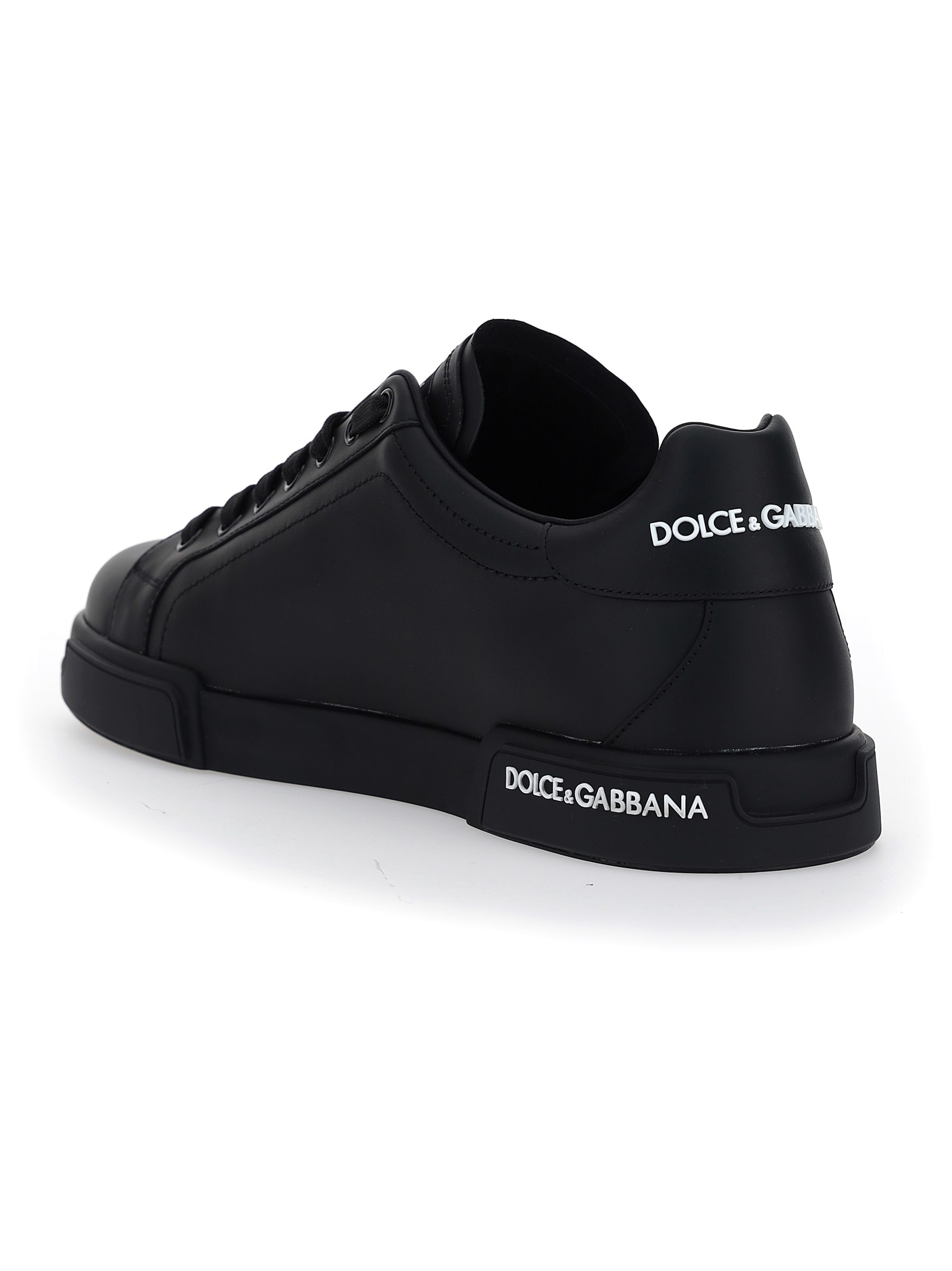 DOLCE & GABBANA PORTOFINO BLACK LEATHER SNEAKERS