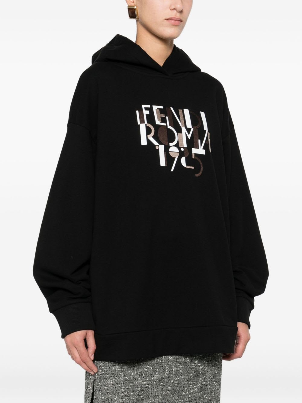 Fendi Women Oversize Cotton Sweatshirt In Black