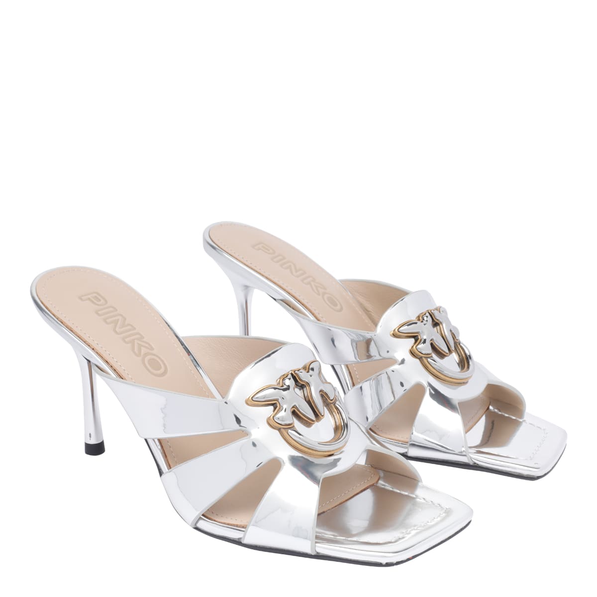 Shop Pinko Lisa Pump Sandals In Silver