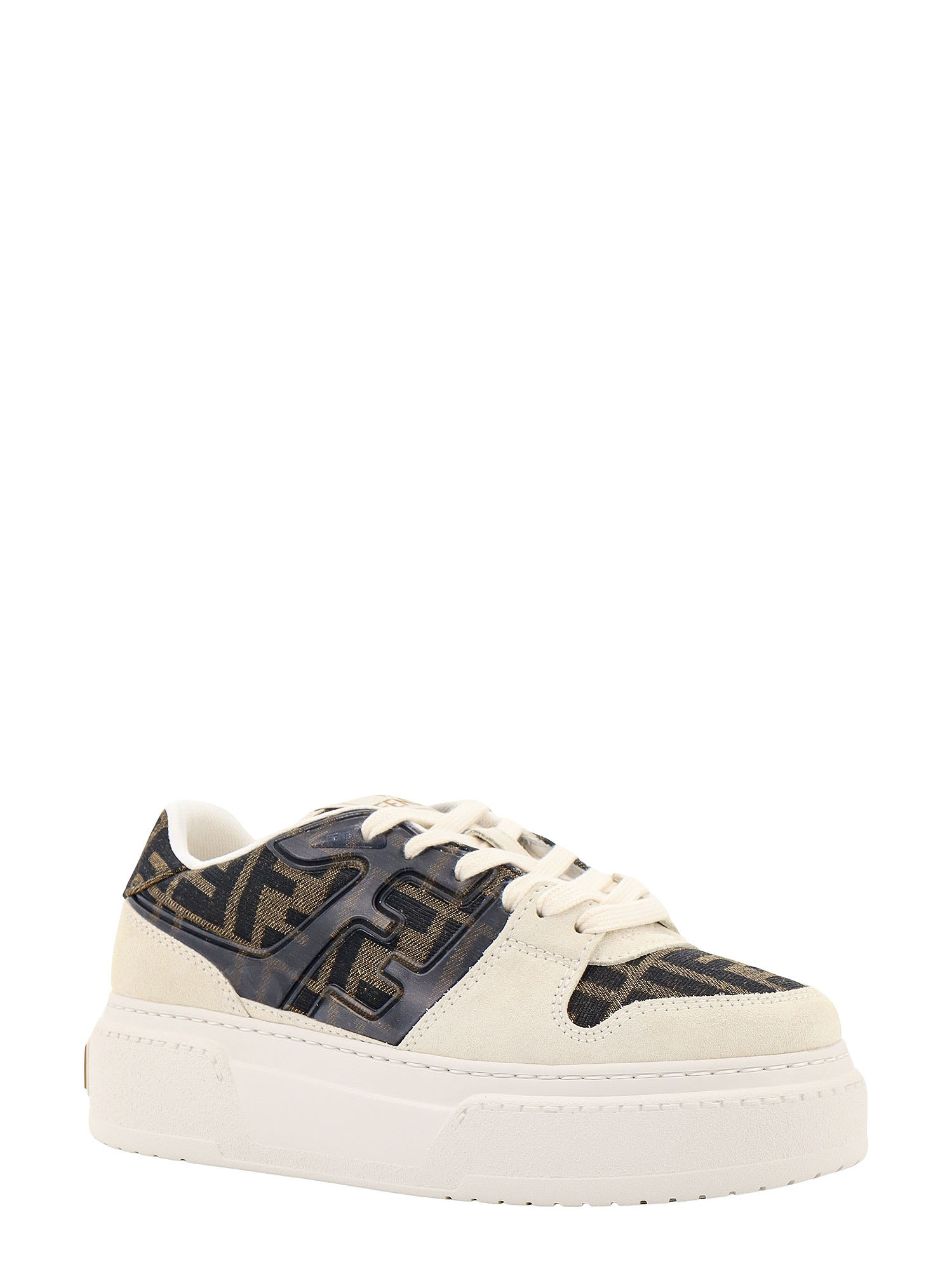 Shop Fendi Match Sneakers In Beige