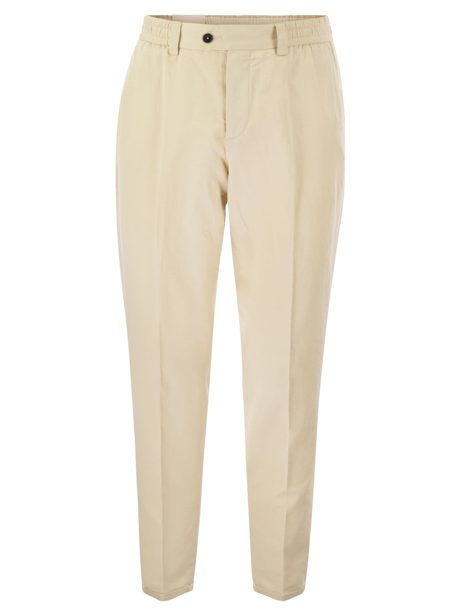 Pt01 Rebel - Cotton And Linen Trousers In Cream