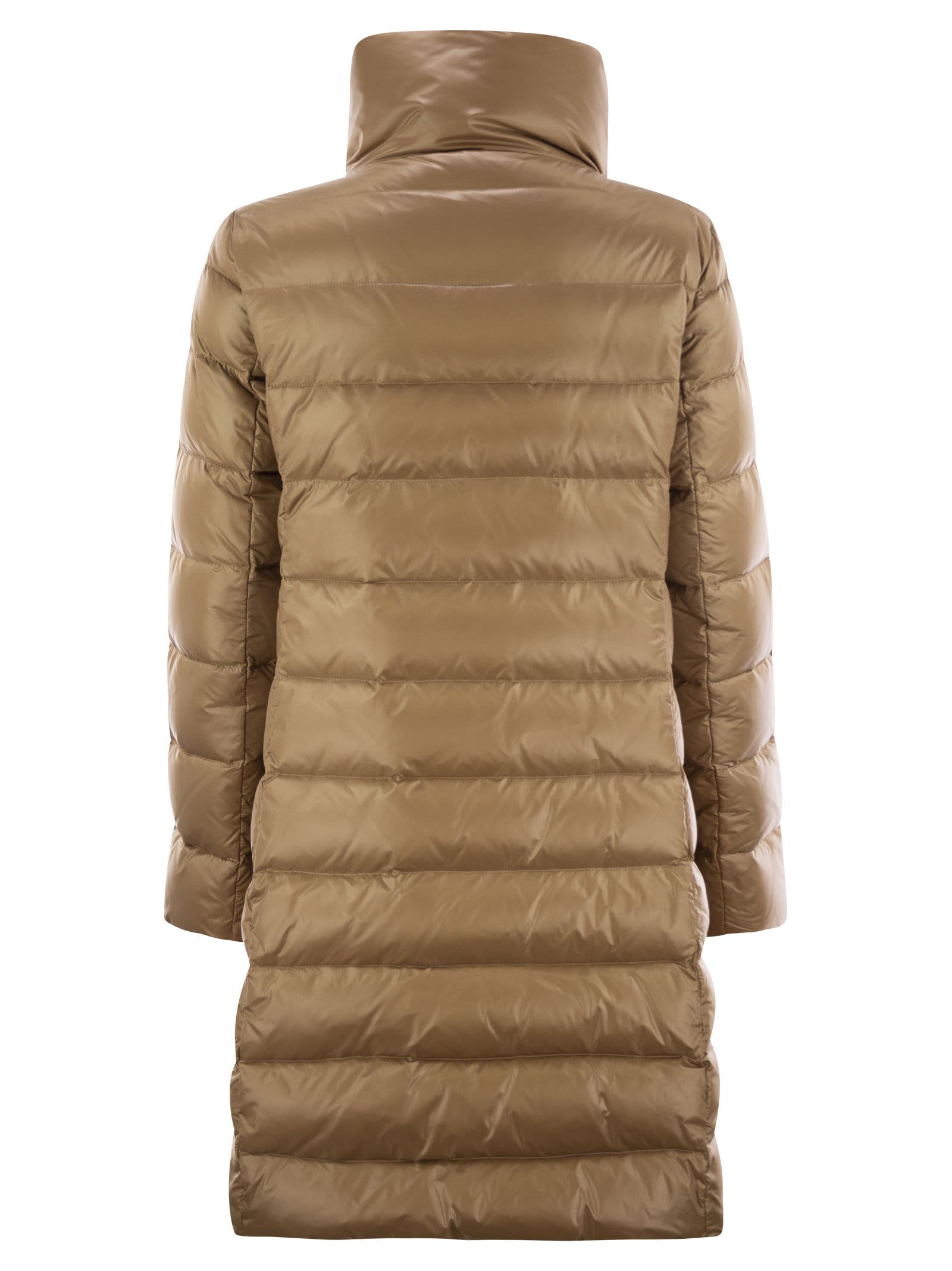 Fay Long Down Jacket With Hook In Camel
