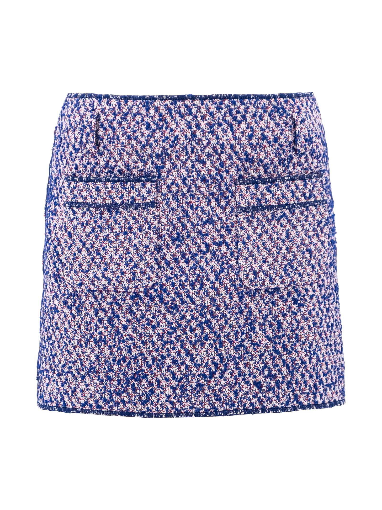 Shop Philosophy Di Lorenzo Serafini Contrasting-stitch Tweed Miniskirt In Blue
