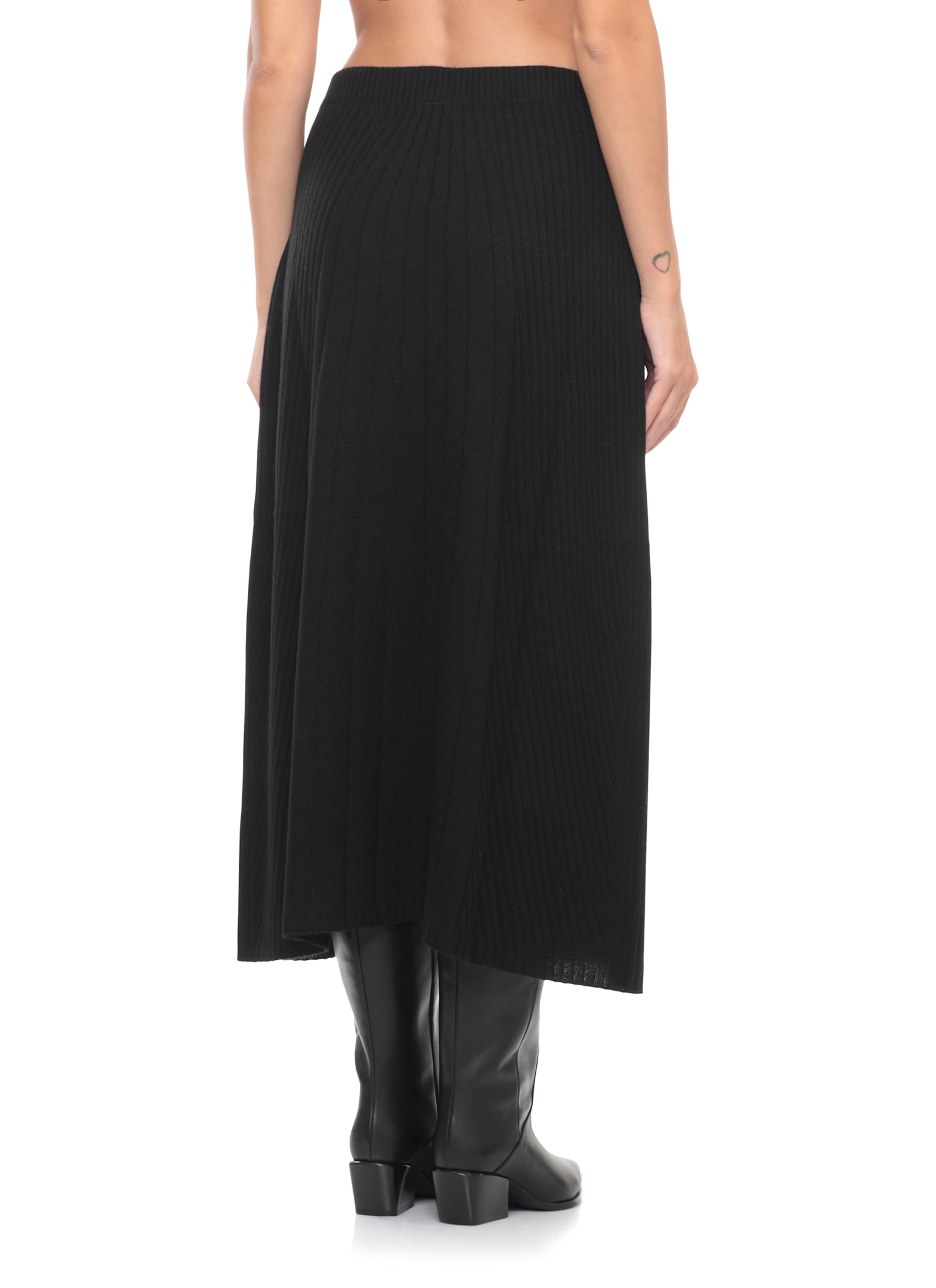 D Exterior Cashmere And Wool Skirt In Black