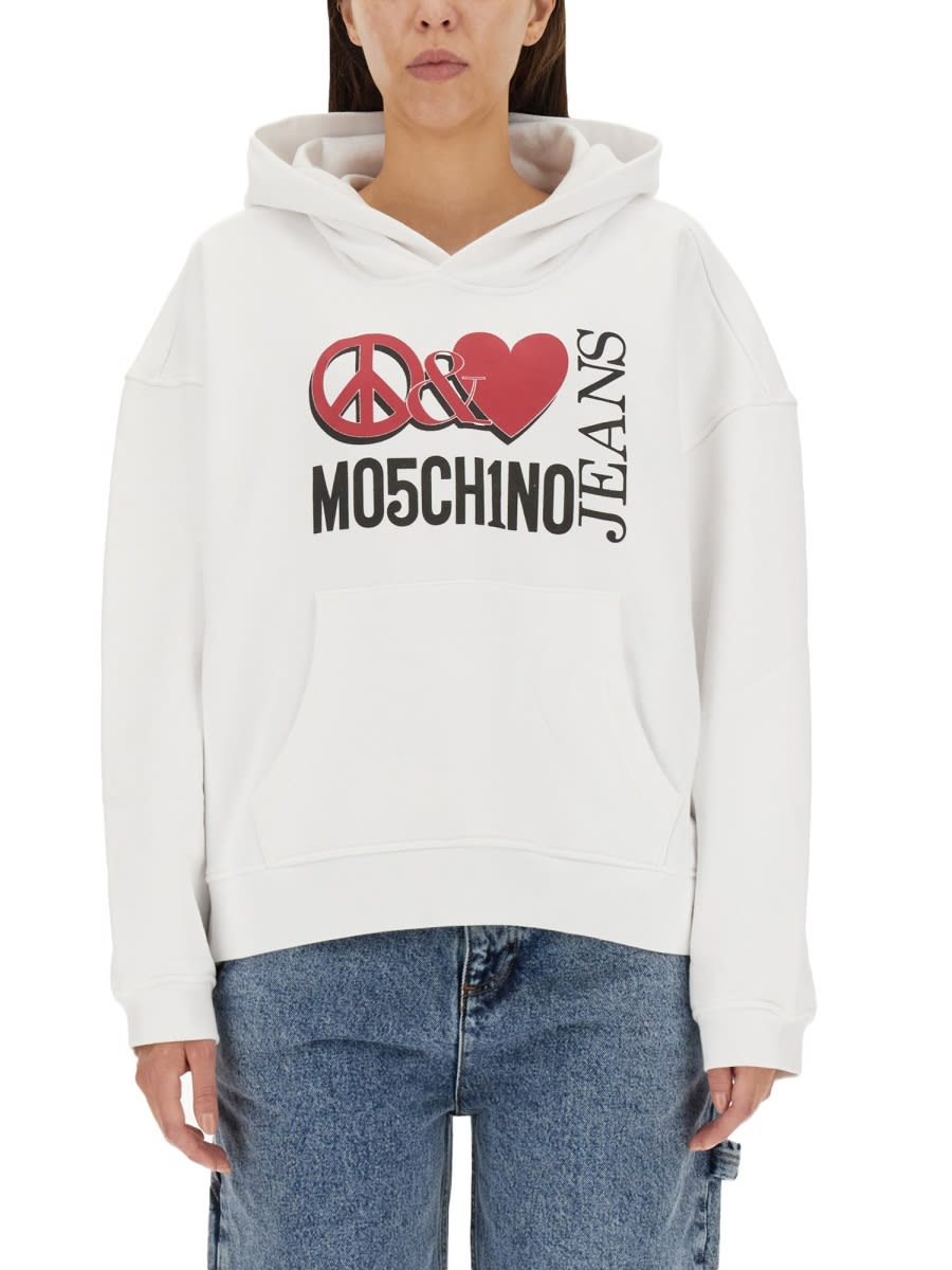 Shop M05ch1n0 Jeans Peace & Love Hoodie In Multicolour