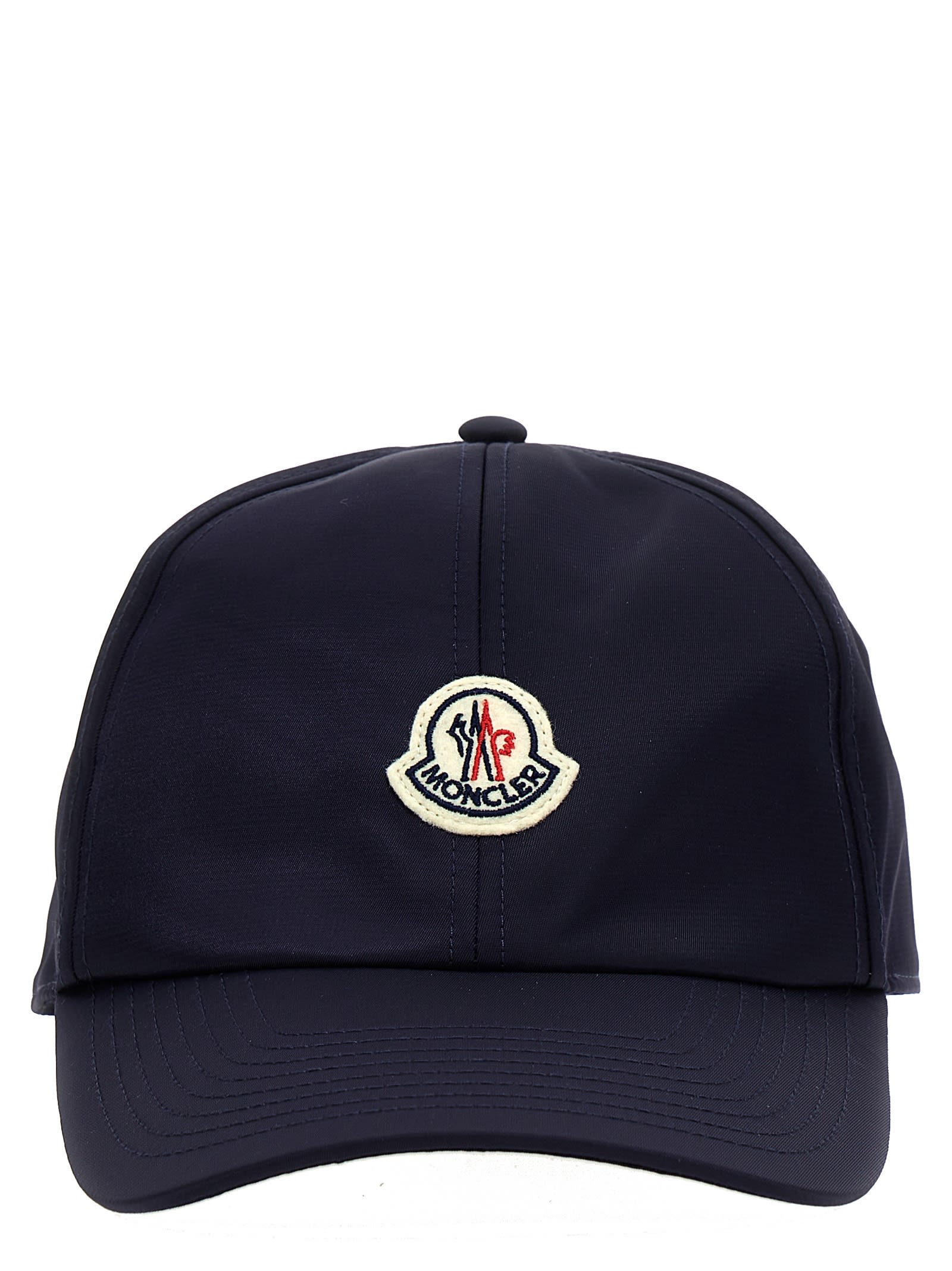 Shop Moncler Logo Patch Cap In Blue