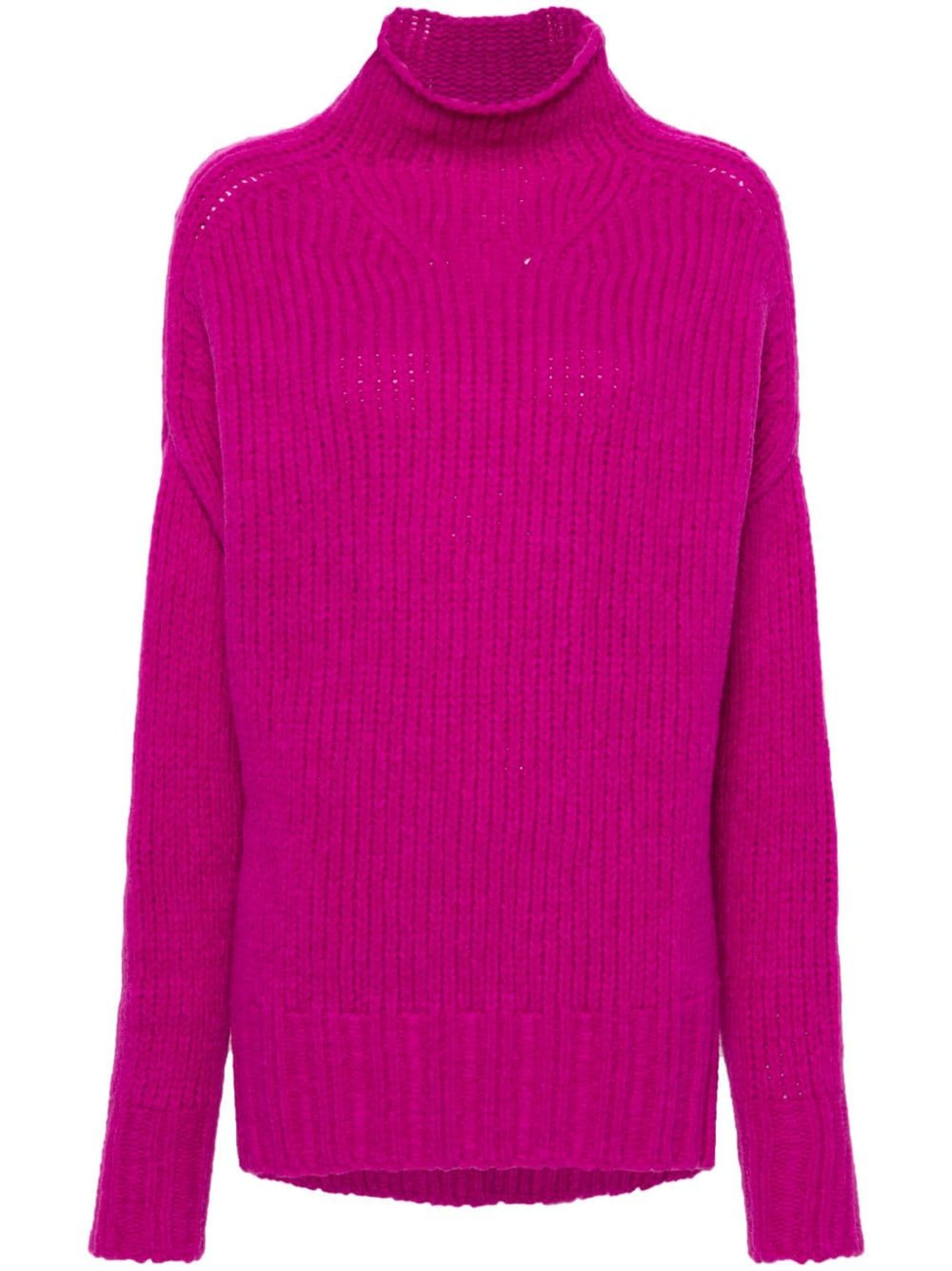 Shop Lanvin Fuchsia Pink Virgin Wool Blend Sweater