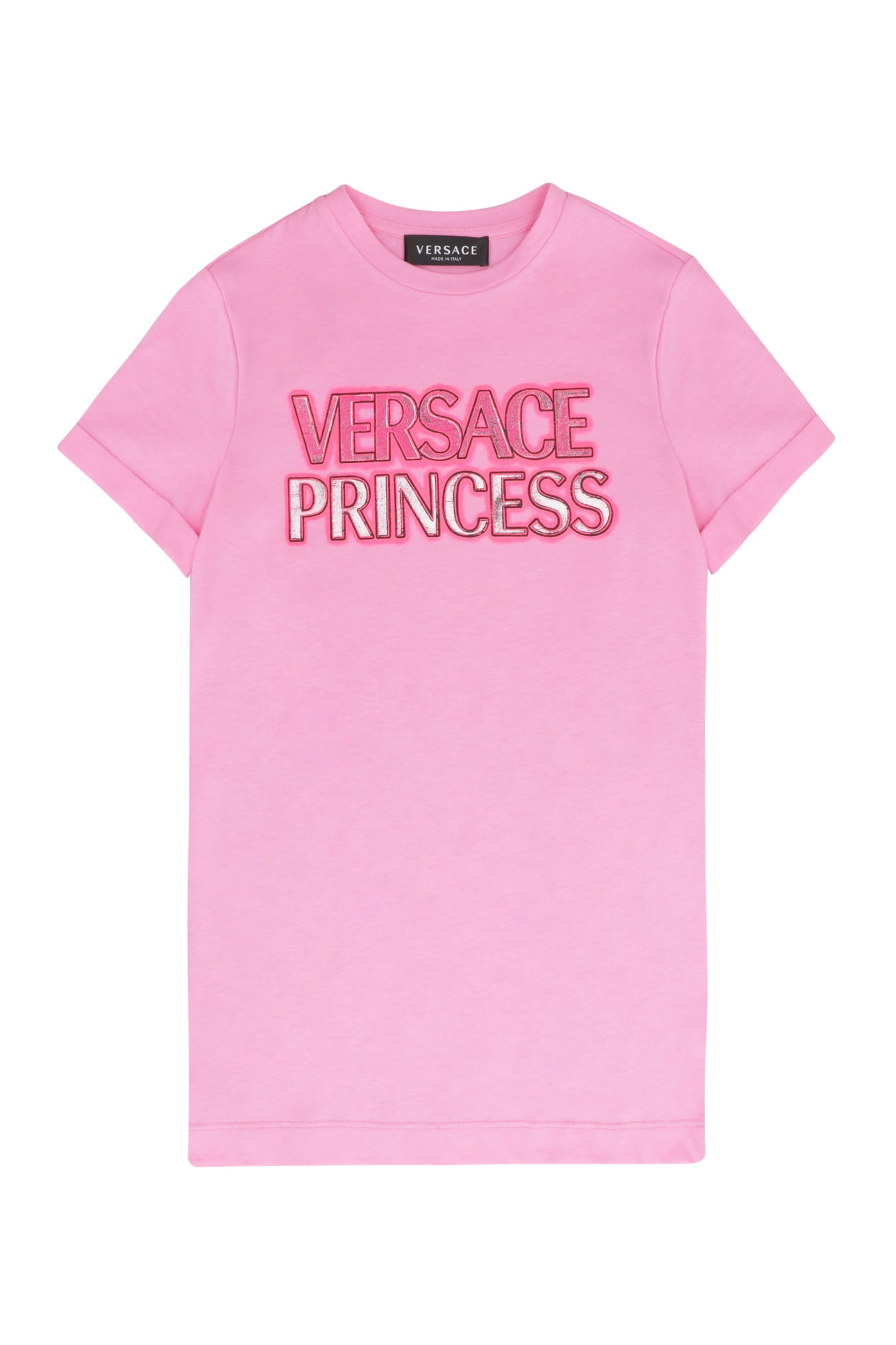 Young Versace Kids' Princess Print T-shirt Dress In Fuchsia