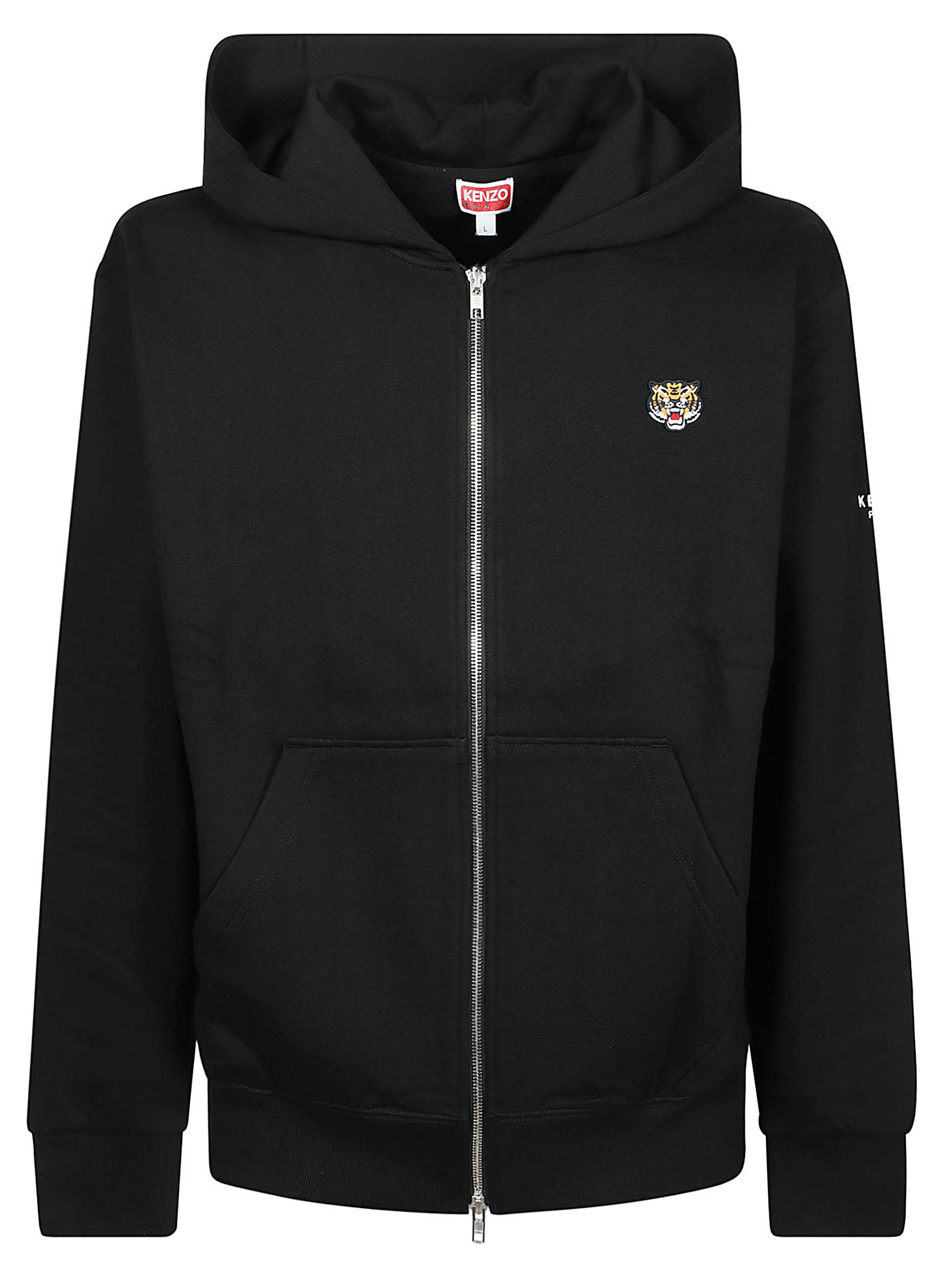 Shop Kenzo Lucky Tiger Full Zip Sweatshirt In J Noir