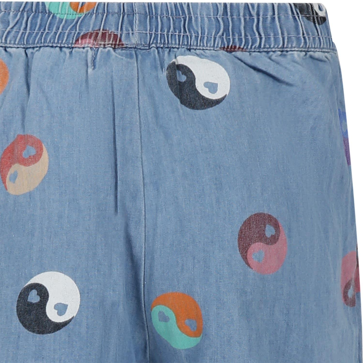 Shop Molo Blue Trousers For Girl With Ying E Yang In Denim