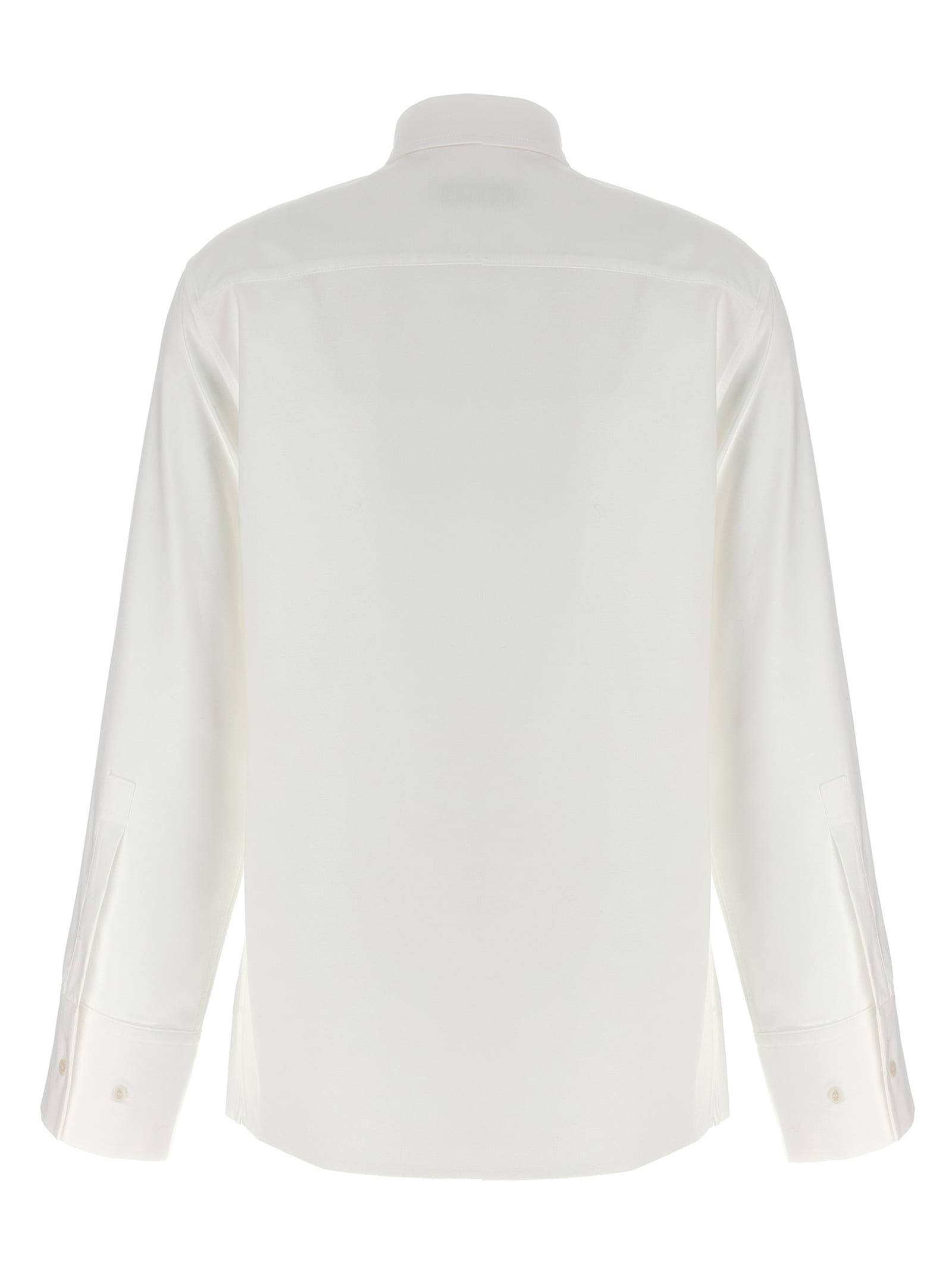 Darkpark Structured Collar Cotton Shirt With Long Sleeves And Side Slits In White