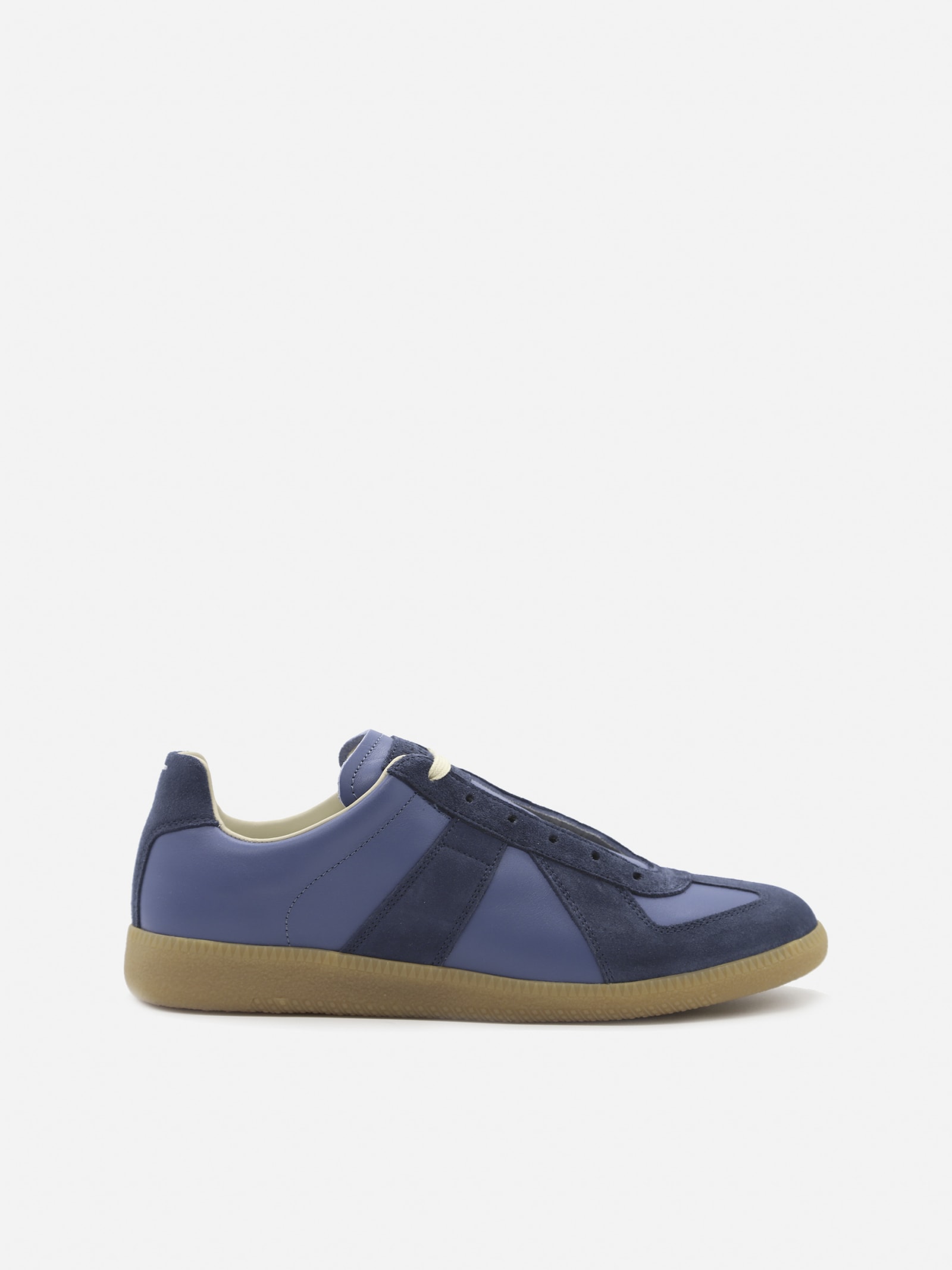 Maison Margiela replica leather sneakers with suede inserts