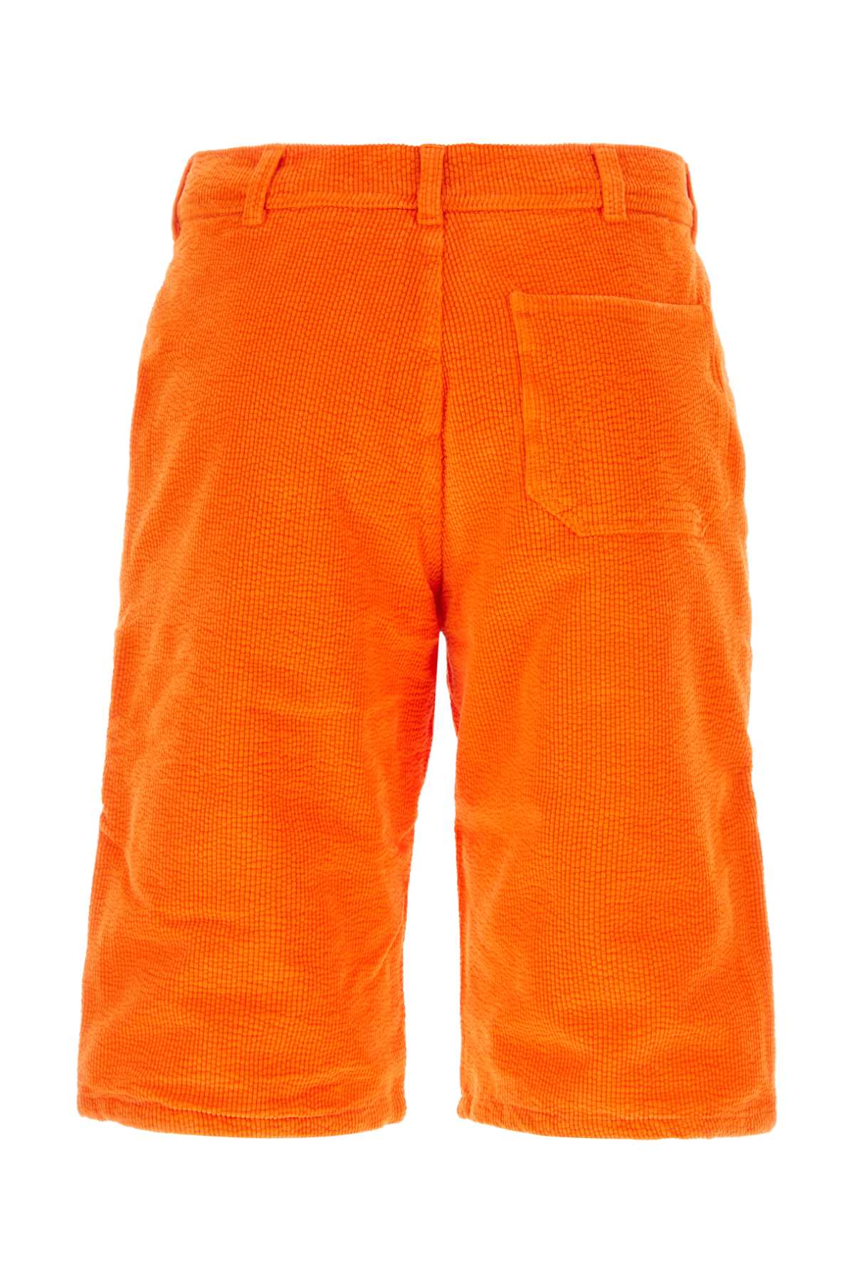 Shop Erl Orange Corduroy Bermuda Shorts