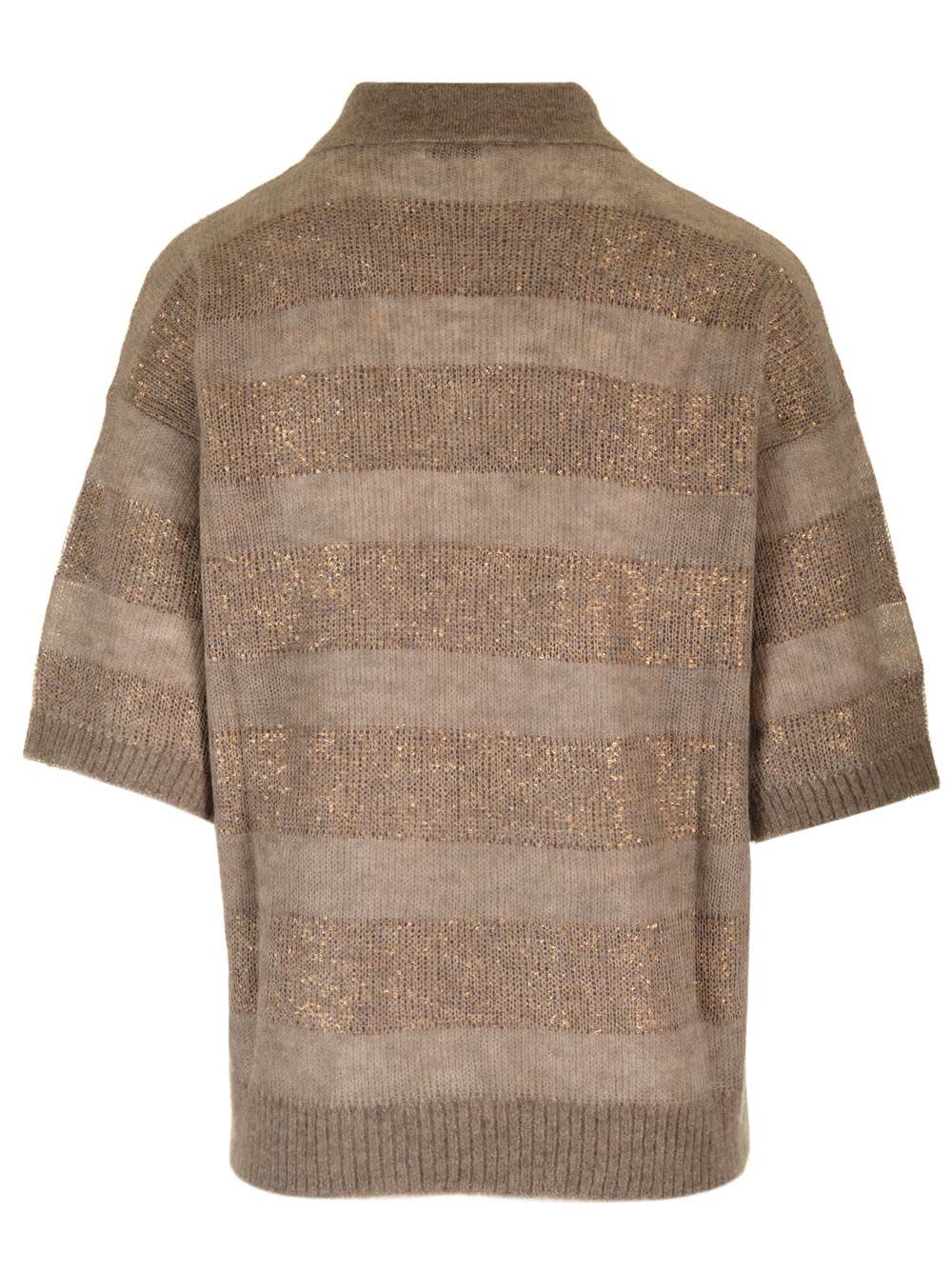 Shop Brunello Cucinelli Dazzling Stripes Sweater In Beige