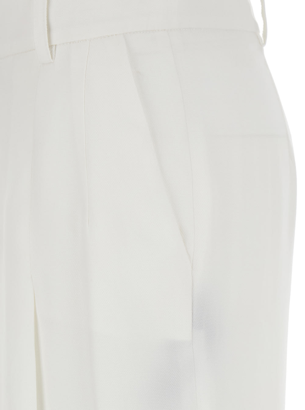 Shop Federica Tosi White Palazzo Pants With Pences On The Front In Viscose Woman
