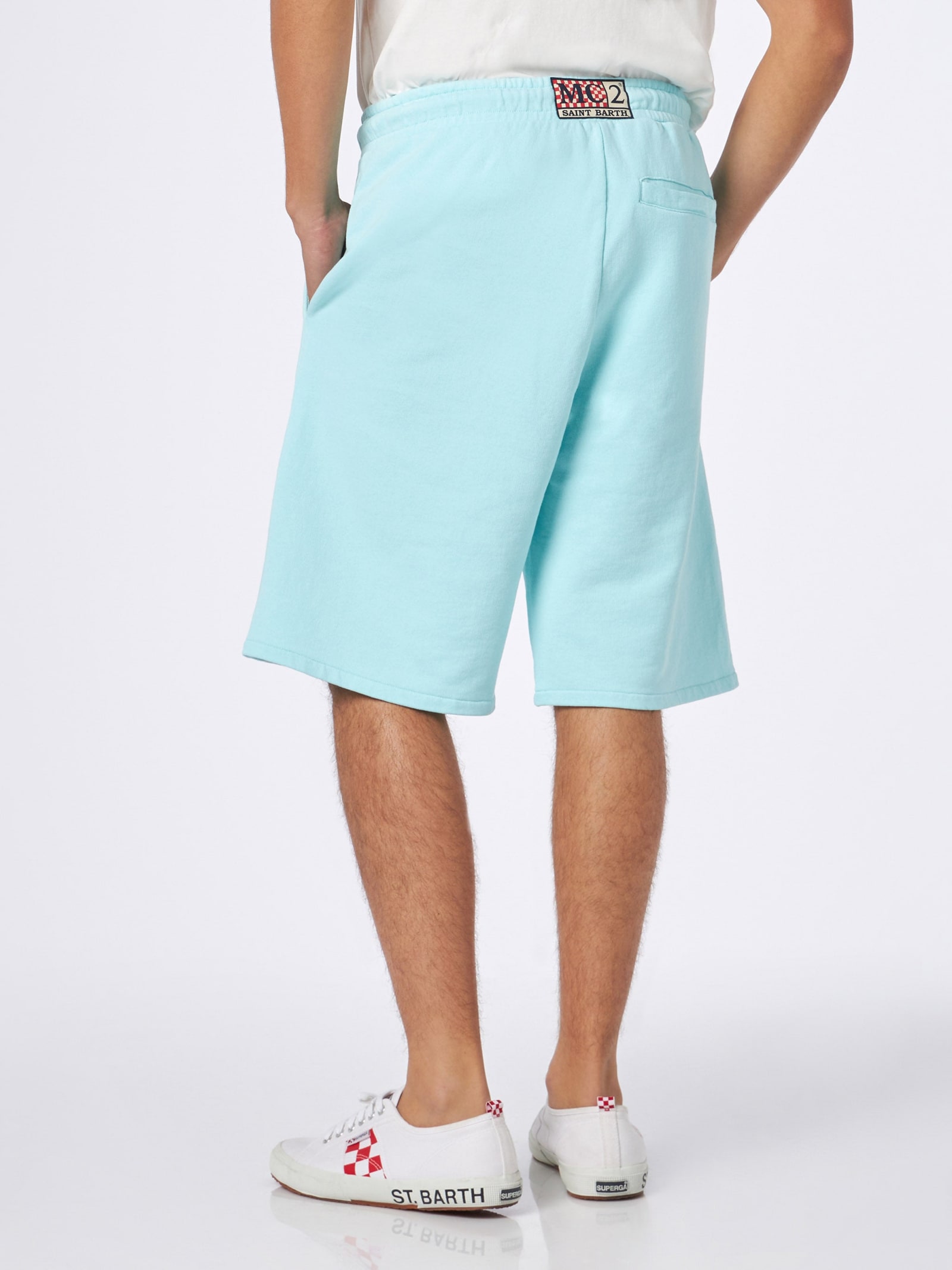 Mc2 Saint Barth Man Water Green Cotton Bermuda In Green