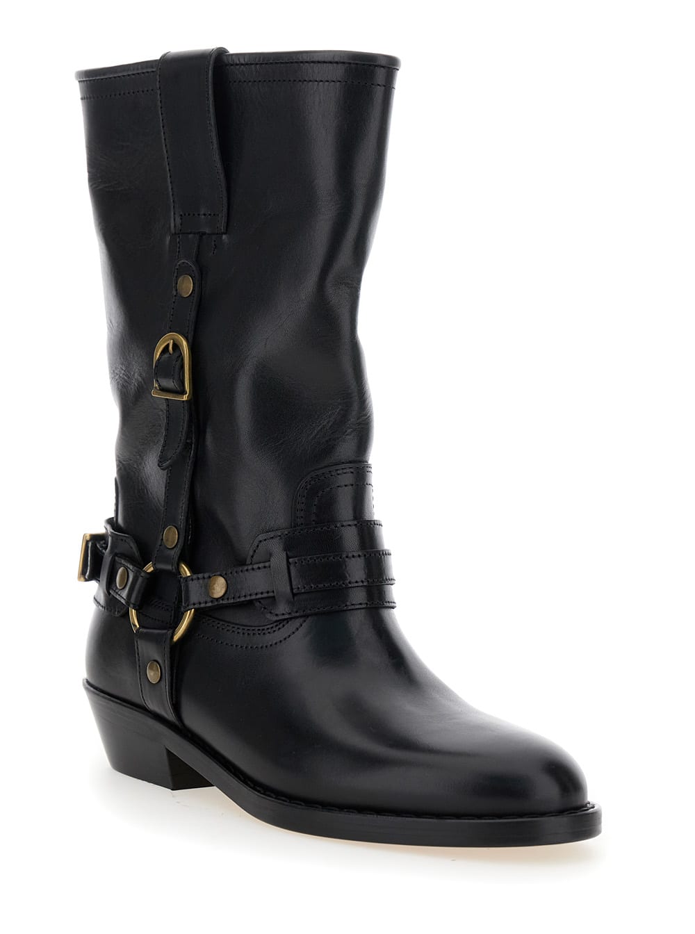 Isabel Marant Knee-high Leather Boots With Buckle Detail In Black