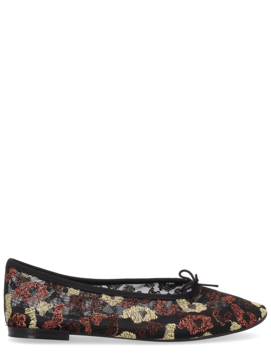 Repetto Floral Tie Ballet Flats In Black