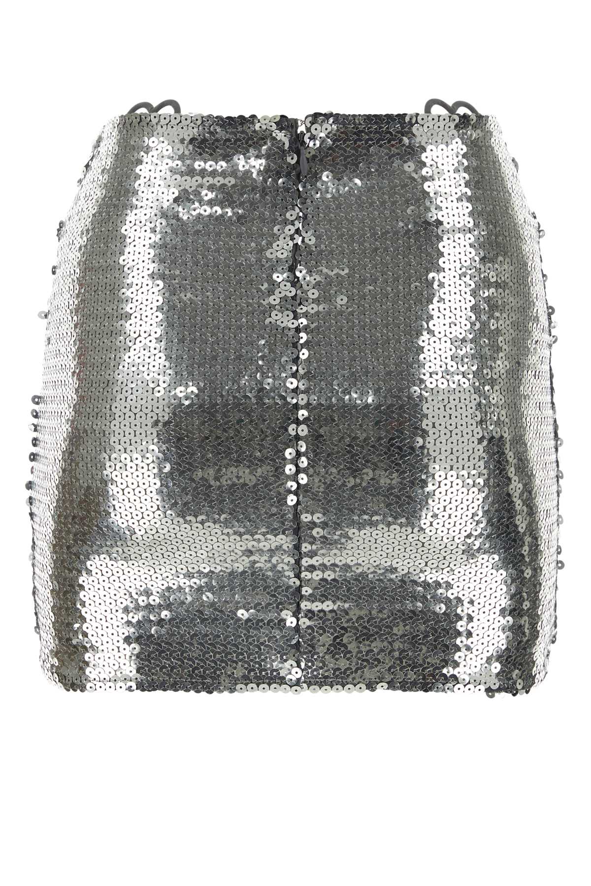 Shop Nensi Dojaka Silver Sequins Mini Skirt In Msil