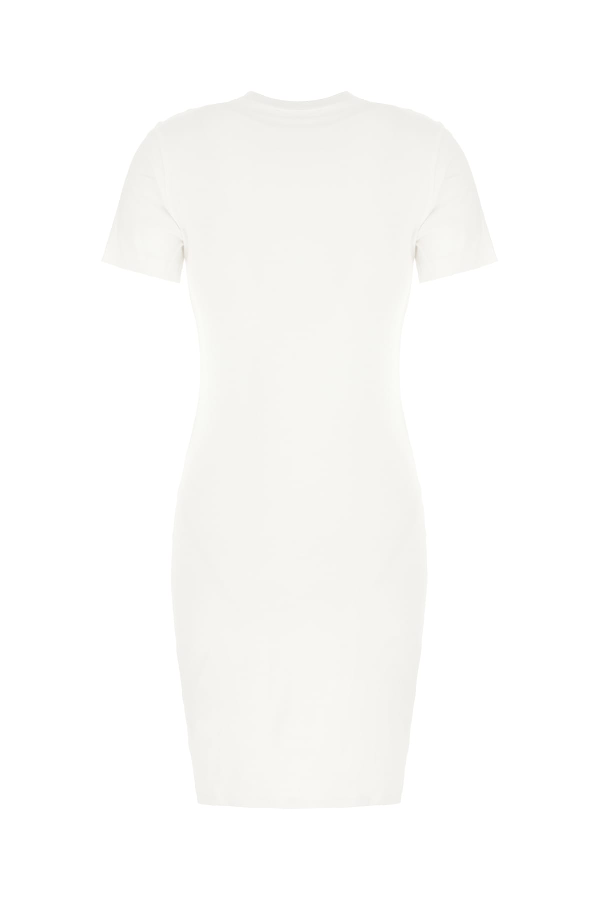 Versace Jeans Couture White V-emblem Logo T-shirt Minidress In White Gold