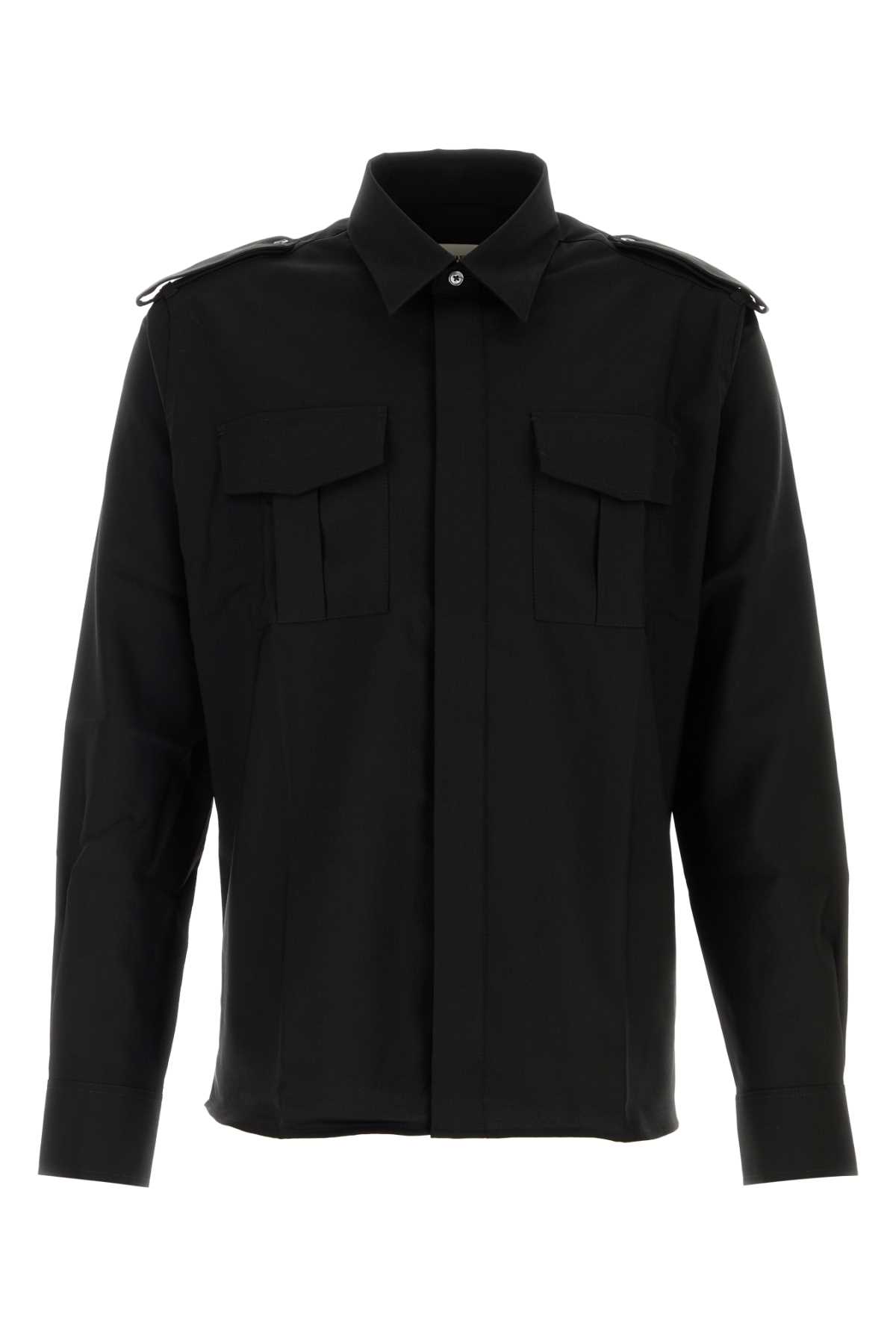 Shop Ami Alexandre Mattiussi Black Wool Shirt