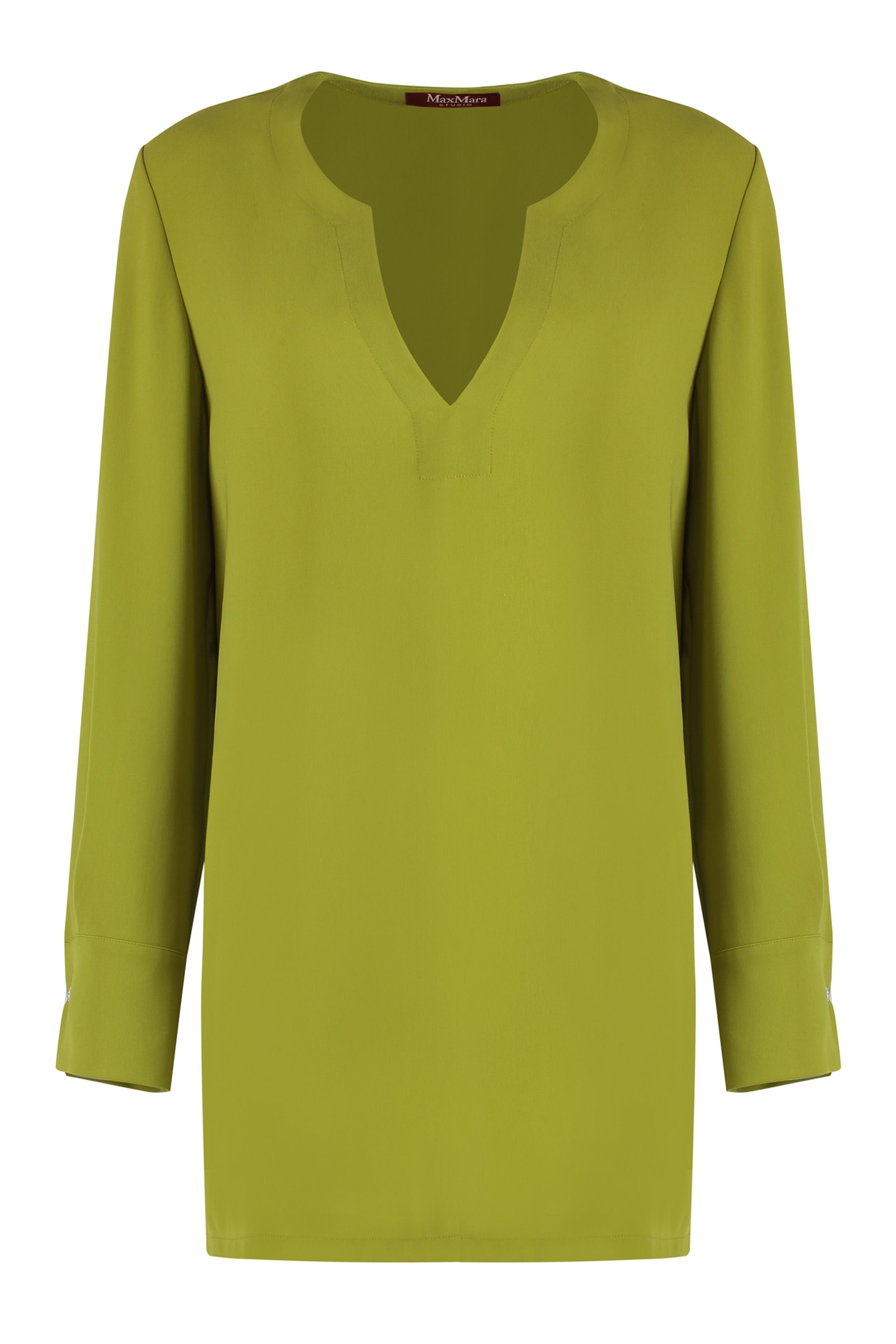 Shop Max Mara Oboli Crêpe Blouse In Green