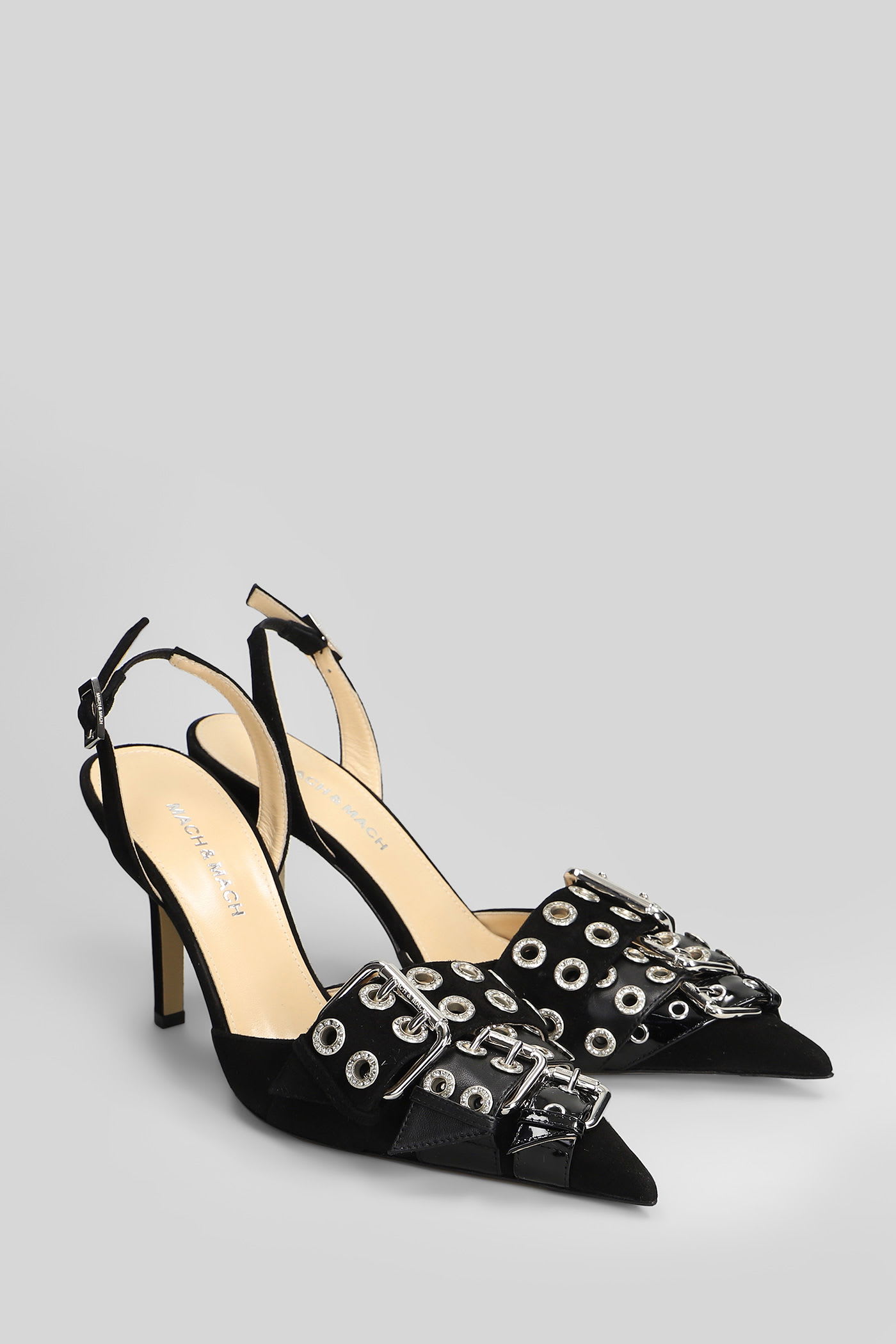 Mach &amp; Mach Pumps In Black Leather In Black