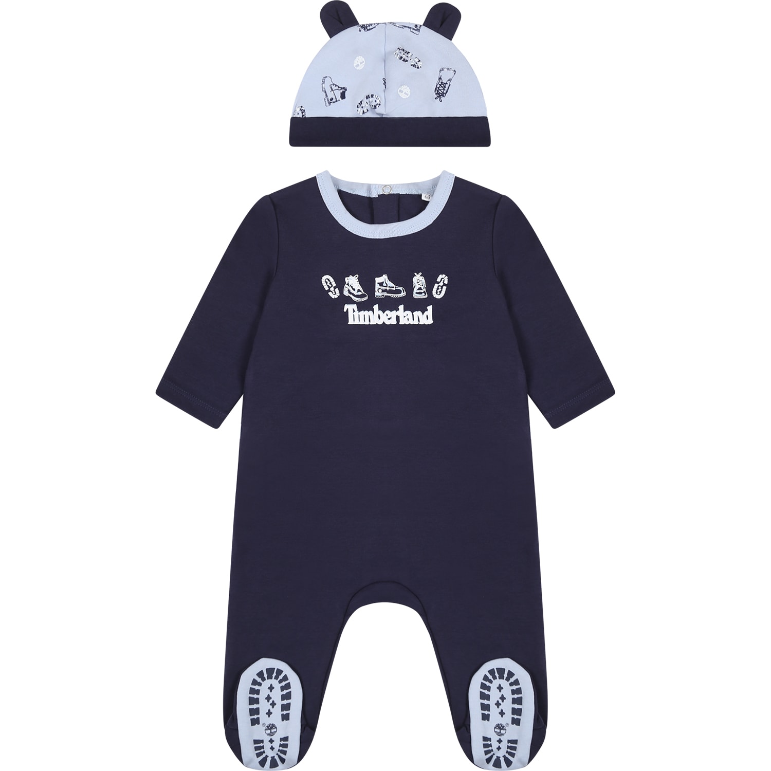 Timberland Blue Set For Baby Boy With Logo In Light Blue