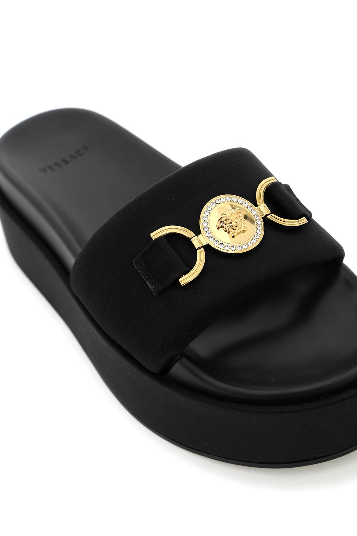 Versace Medusa Head Plaque Platform Mules In Black