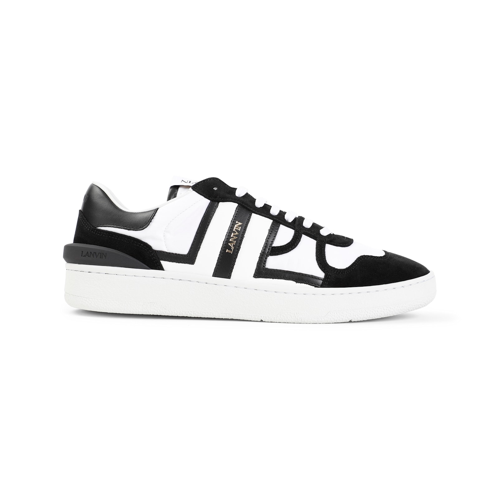 Shop Lanvin Clay Sneakers With Nylon In Optic White Black