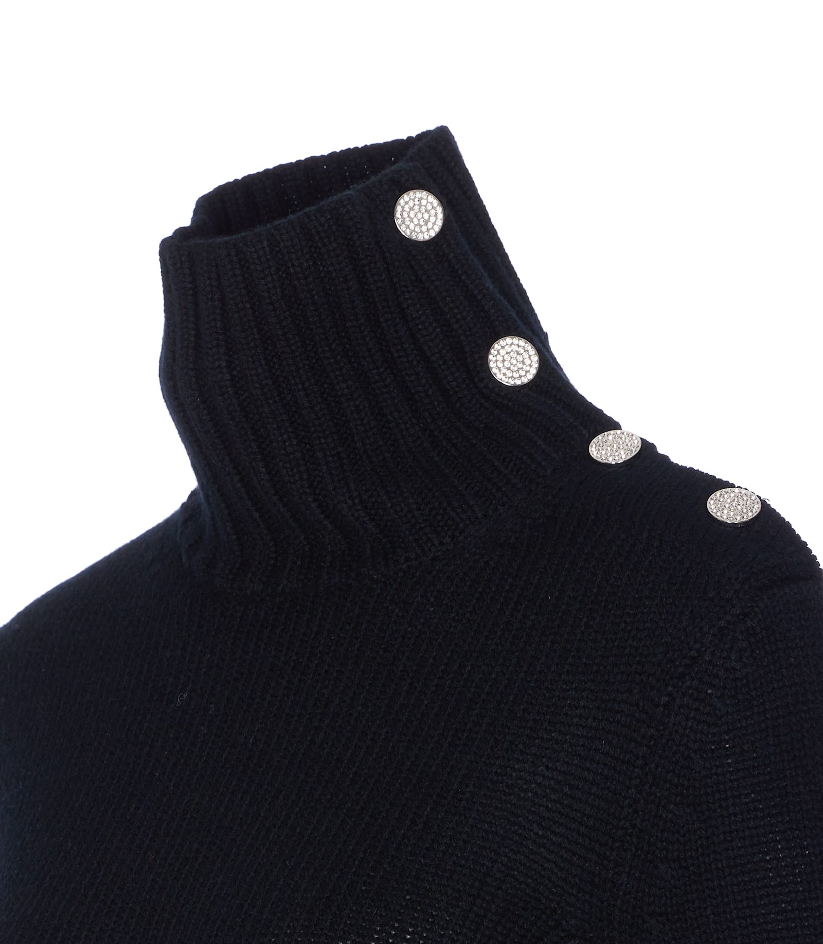 Zadig & Voltaire High Neck Knitwear With Jewel Button Accents In Black