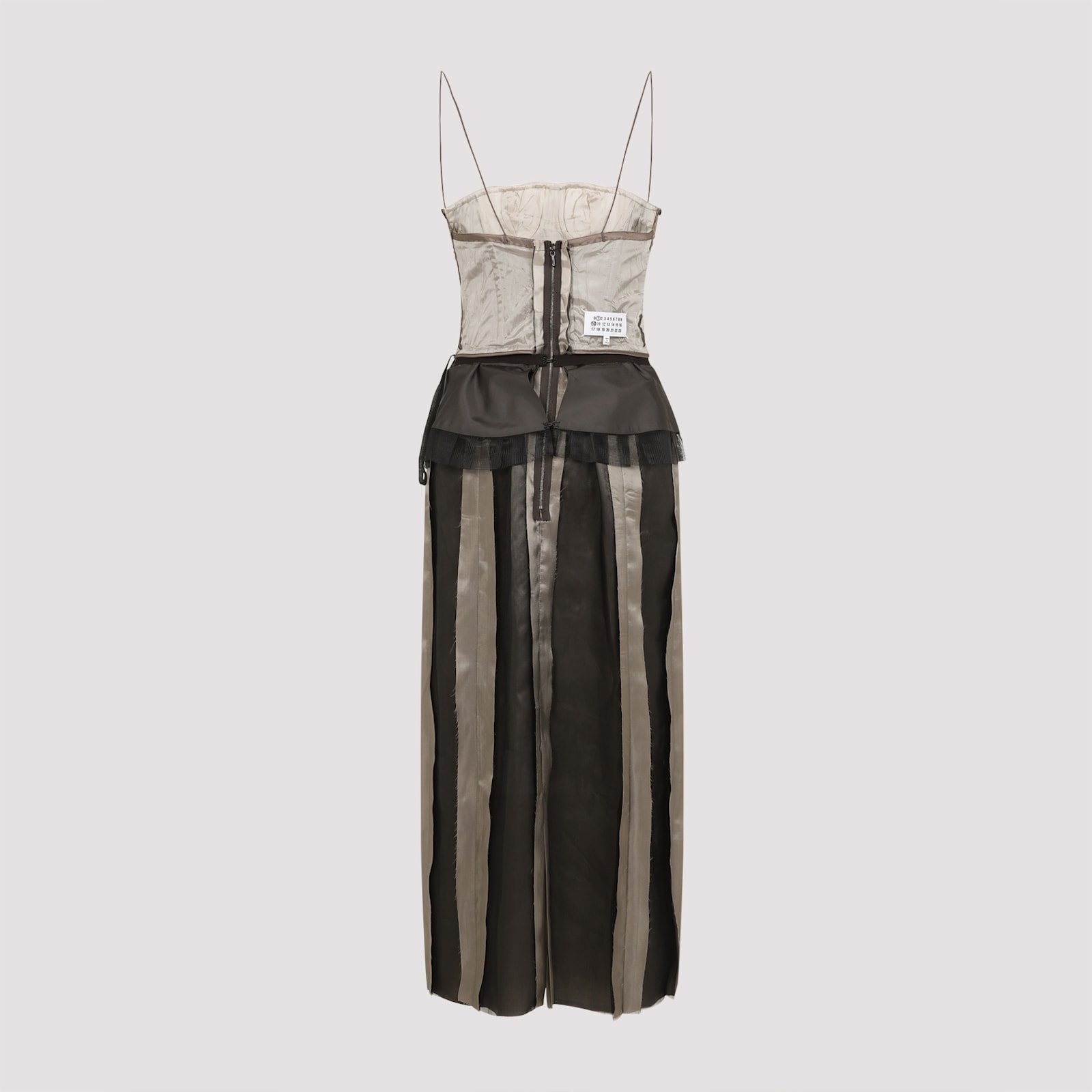 Maison Margiela Multicolor Silk Midi Dress In Stone Moon Rock