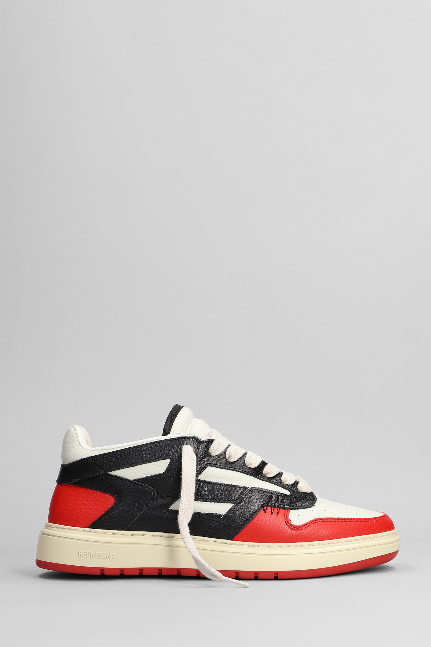 Represent Color Block Textured Leather Low-top Sneakers In Black