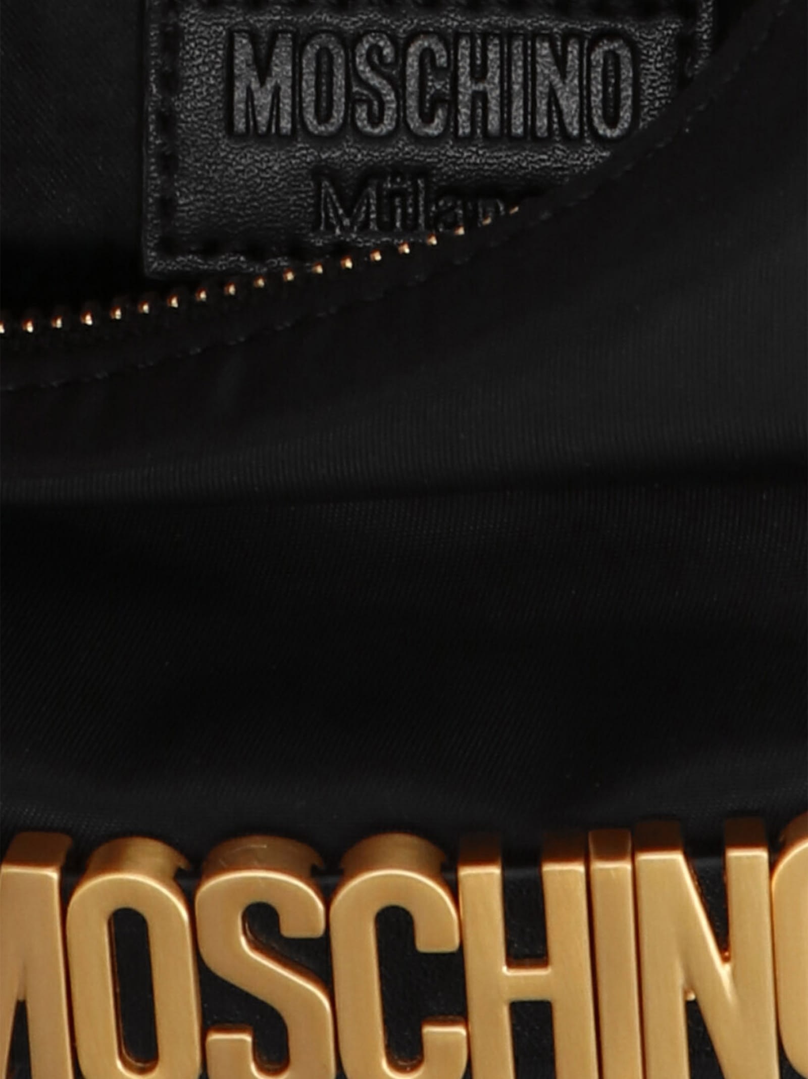 Shop Moschino Logo Clutch Bag In Black