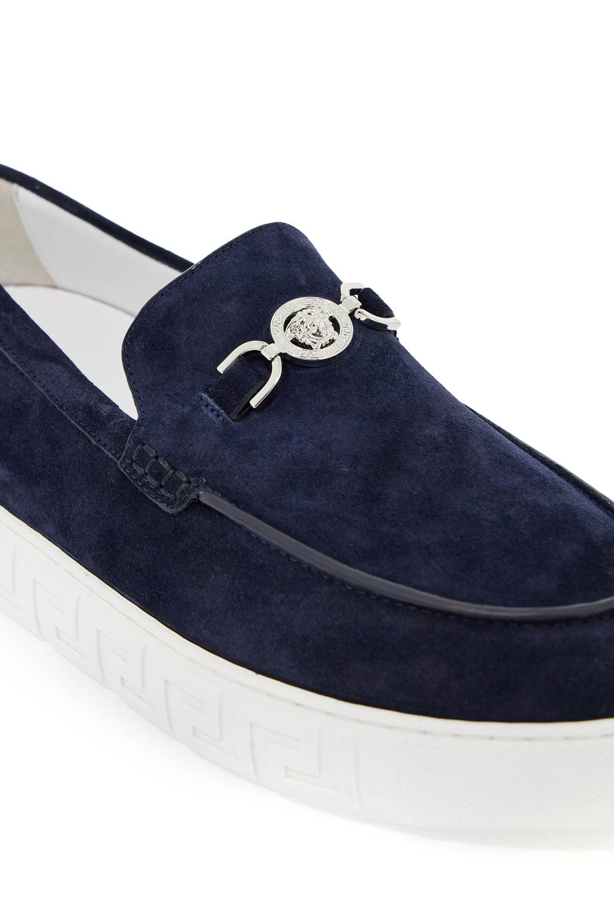 Shop Versace Medusa 95 Greek In Navy-palladium (blue)