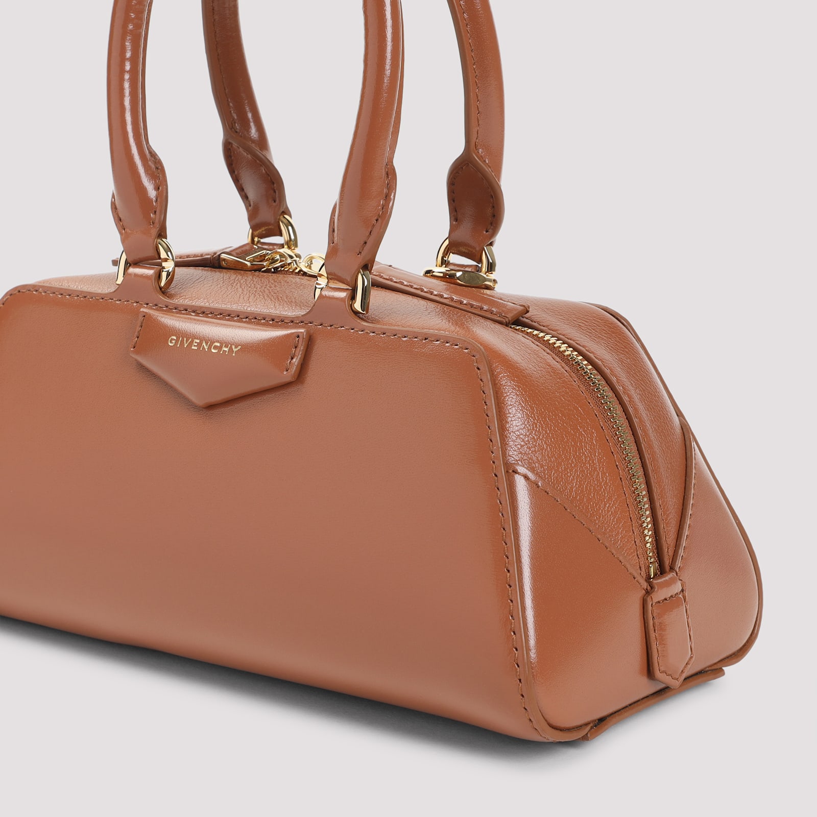 Givenchy Mini Antigona Cube East-west Zip Shoulder Bag In Brown