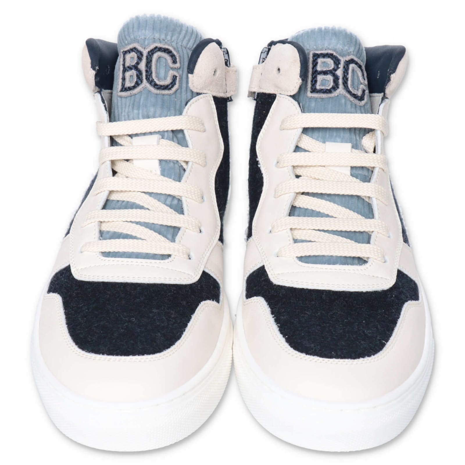 Brunello Cucinelli Sneakers Bianche E Blu Con Rifiniture In Pelle