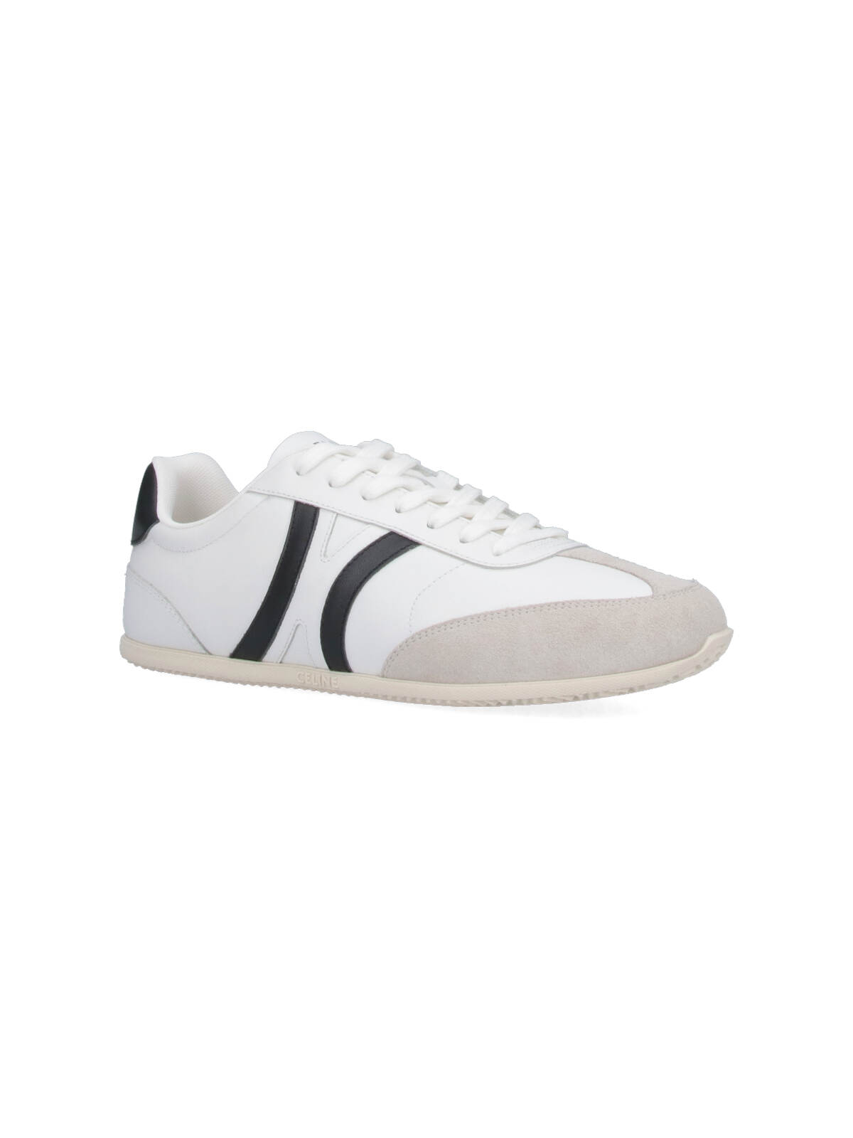 Celine White Calfskin Sneakers With Suede Inserts For Men In White