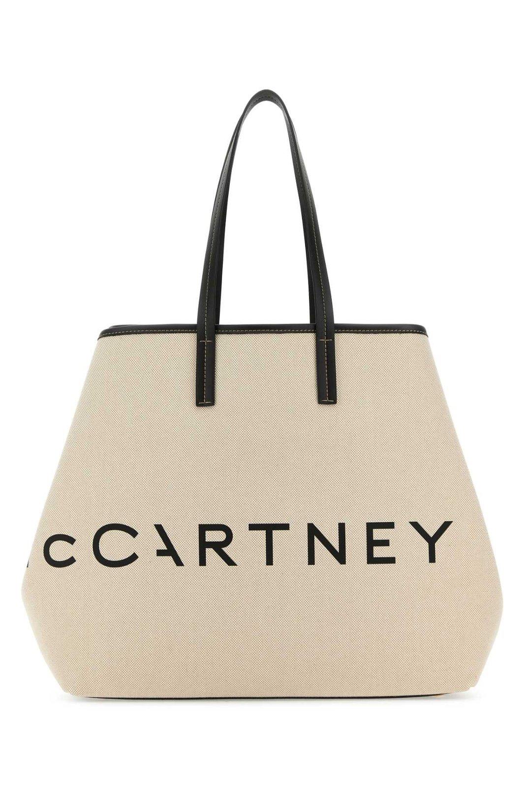 Shop Stella Mccartney Logo-printed Tote Bag In Beige