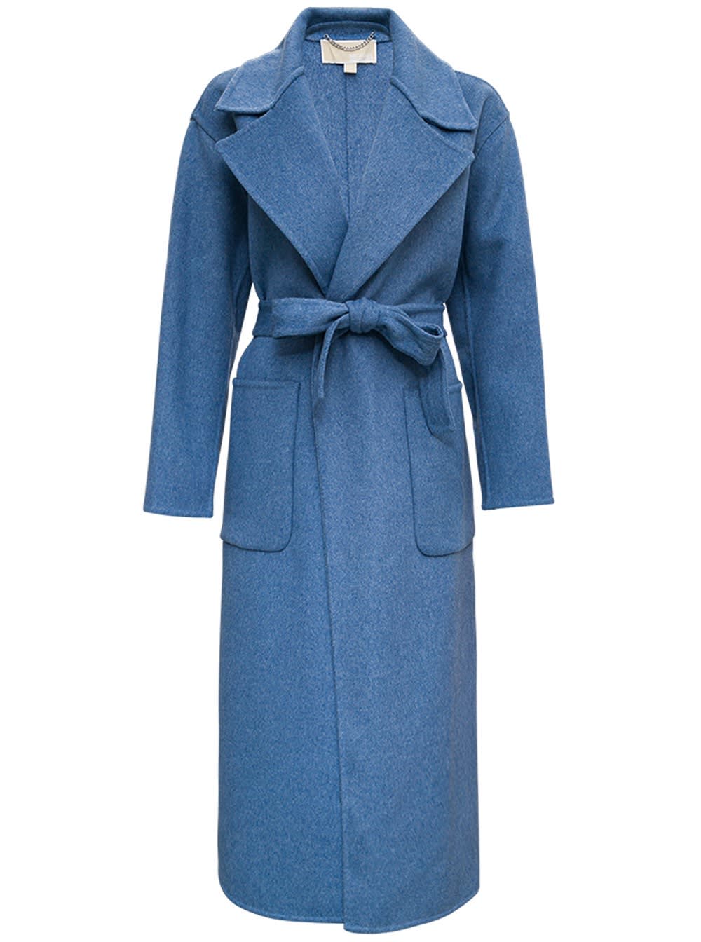 Michael Kors Blue Wool Coat With Belt