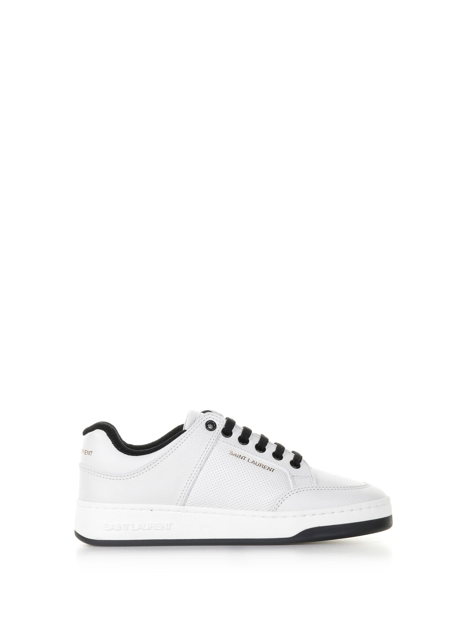SAINT LAURENT LOW LEATHER SNEAKERS WITH GOLDEN LOGO