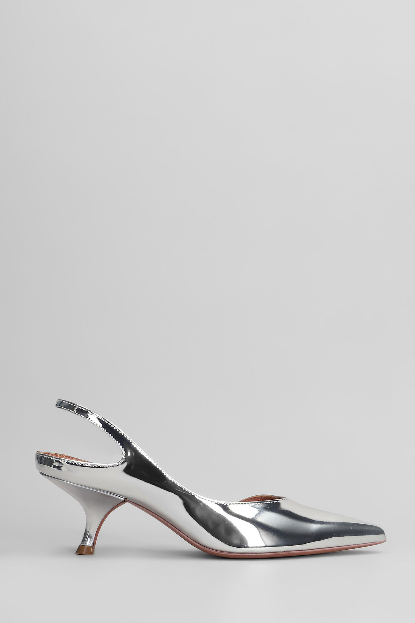 Aldo Castagna Silver Mirror Reflex Leather Mikaela Slingback In Silver