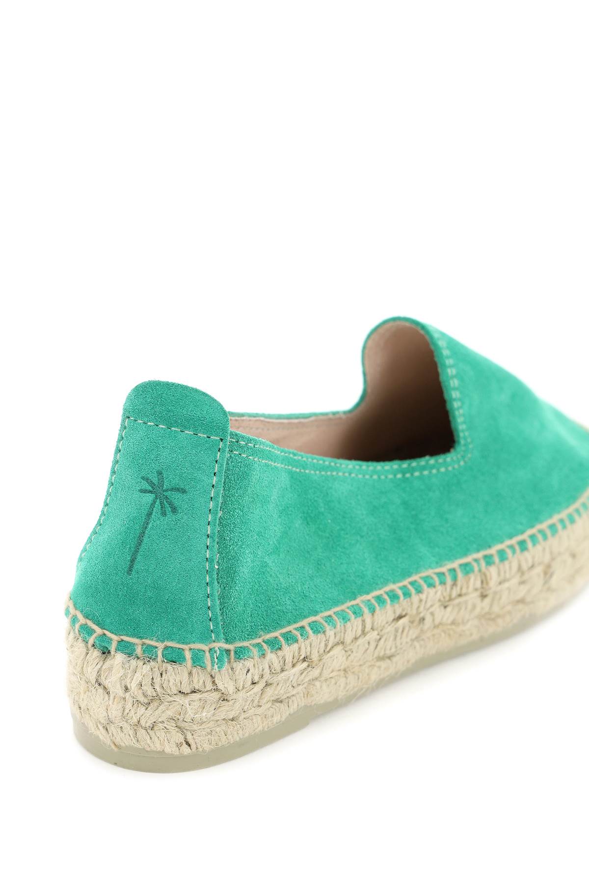 Shop Manebi Suede Leather Espadrilles In Palm Green (red)