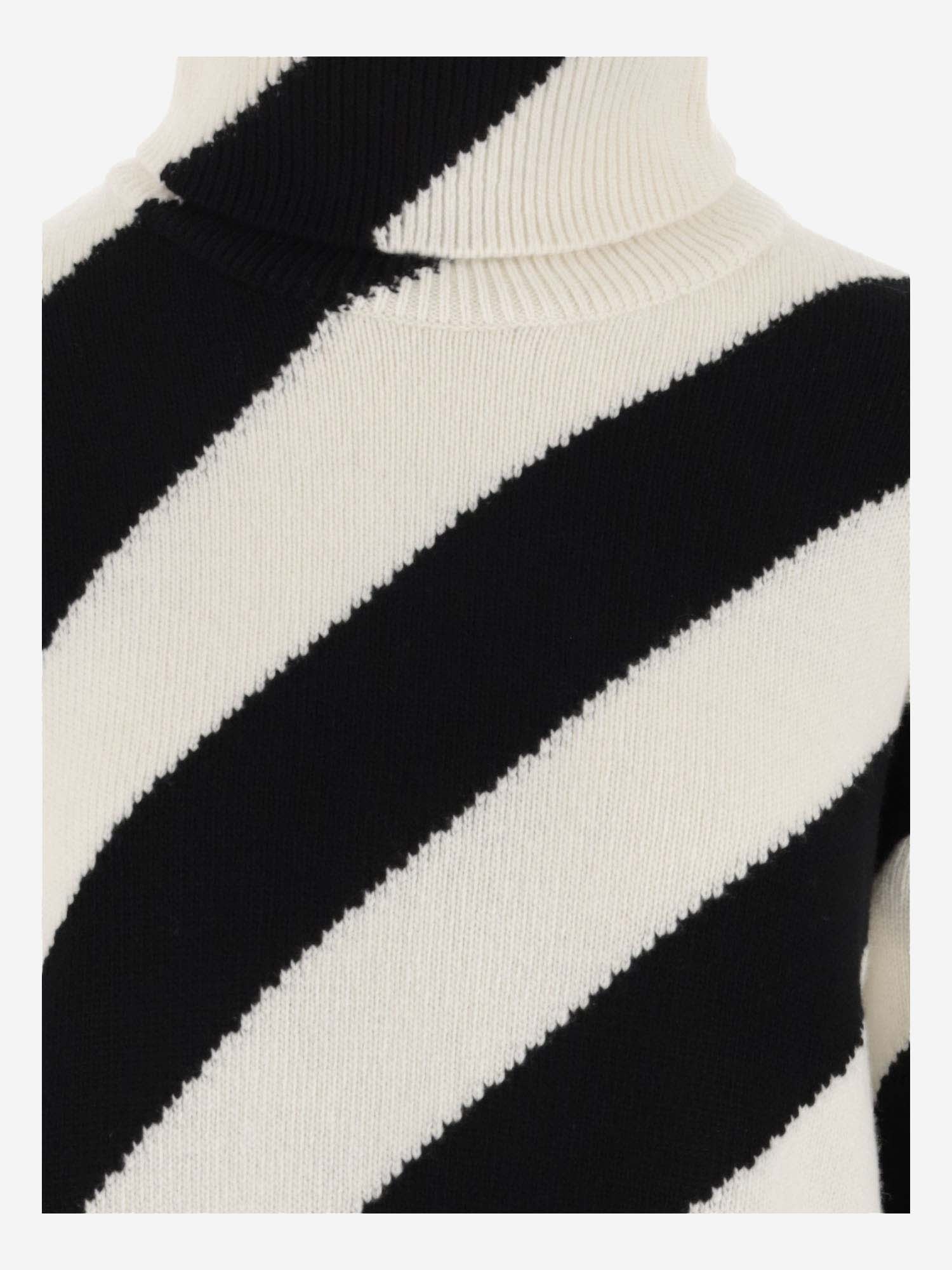 Shop Valentino Wool Sweater With Striped Pattern In Black