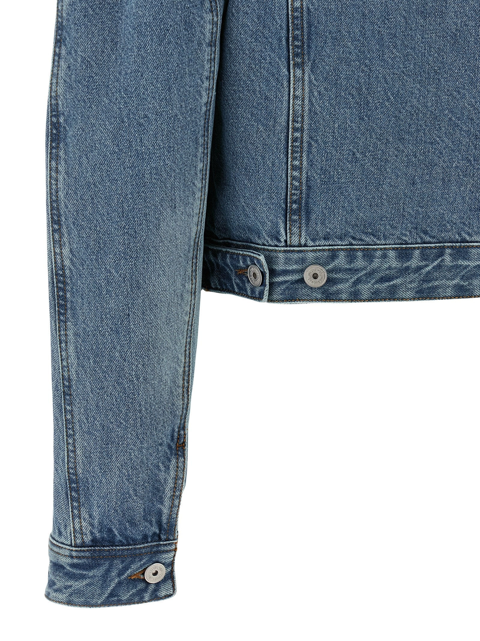 Jacquemus La Veste De-nimes Ovalo Puffer Jackets Light Blue In Blue