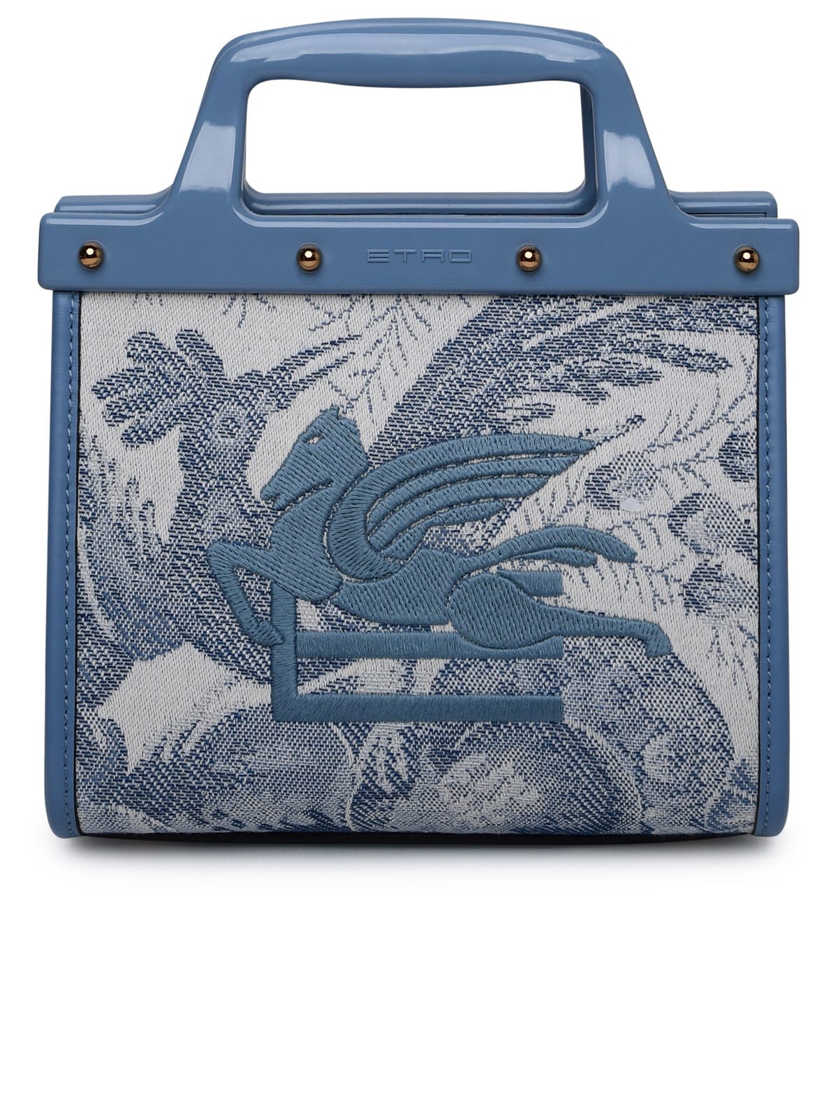 Shop Etro Two-tone Fabric Bag In Light Blue