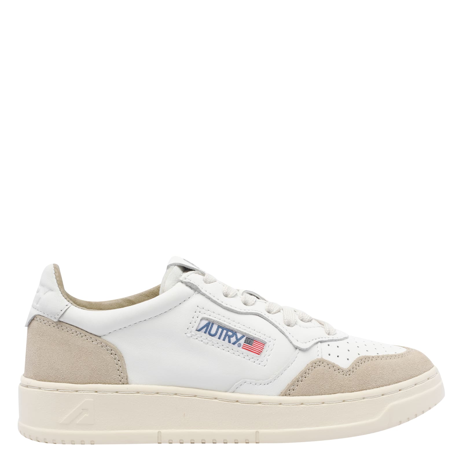 Autry Low-top Sneakers With Smooth Leather And Suede Accents In Sand